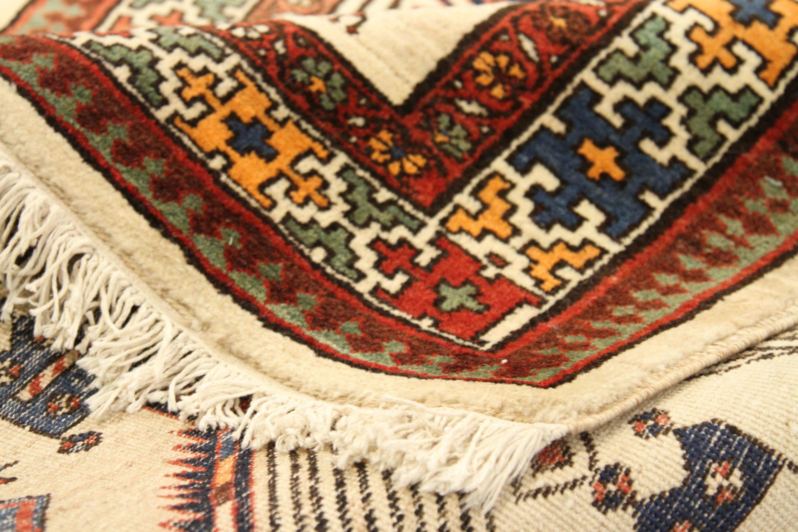 Persischer Sarab-Läufer - Wolle Elfenbein Marineblau Rot Design - 75170 (Asiatisch) im Angebot