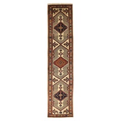 Tapis persan Sarab - Laine ivoire bleu marine bleu rouge motif - 75170