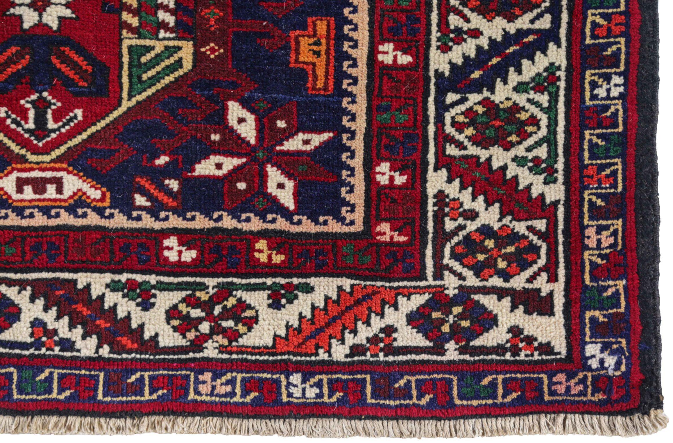 Persischer Sarab-Läufer - Wolle Elfenbein Marineblau Rot Design - 91222 (20. Jahrhundert) im Angebot