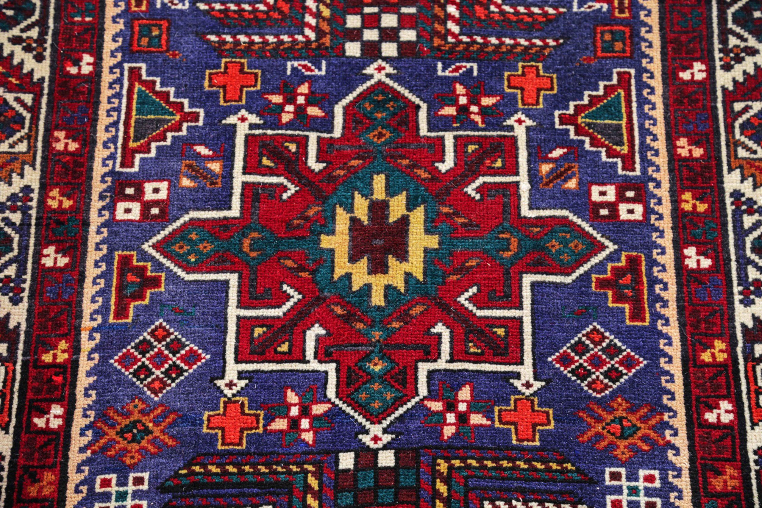 Persische Sarab Läufer Teppich CIRCA 1910 - Wolle Blau Elfenbein Rot Gelb Design - 91217 im Zustand „Hervorragend“ im Angebot in Dallas, TX
