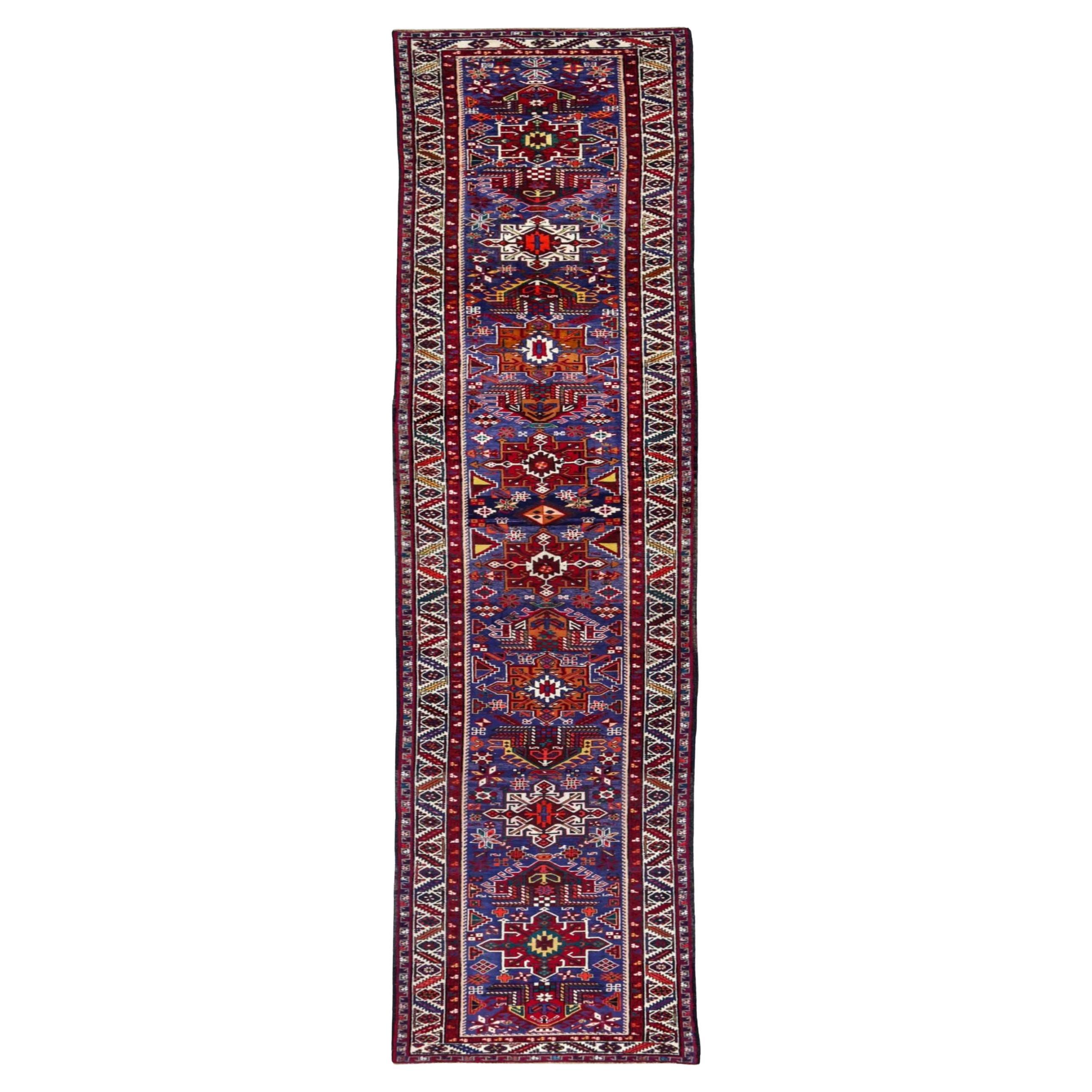Persische Sarab Läufer Teppich CIRCA 1910 - Wolle Blau Elfenbein Rot Gelb Design - 91217