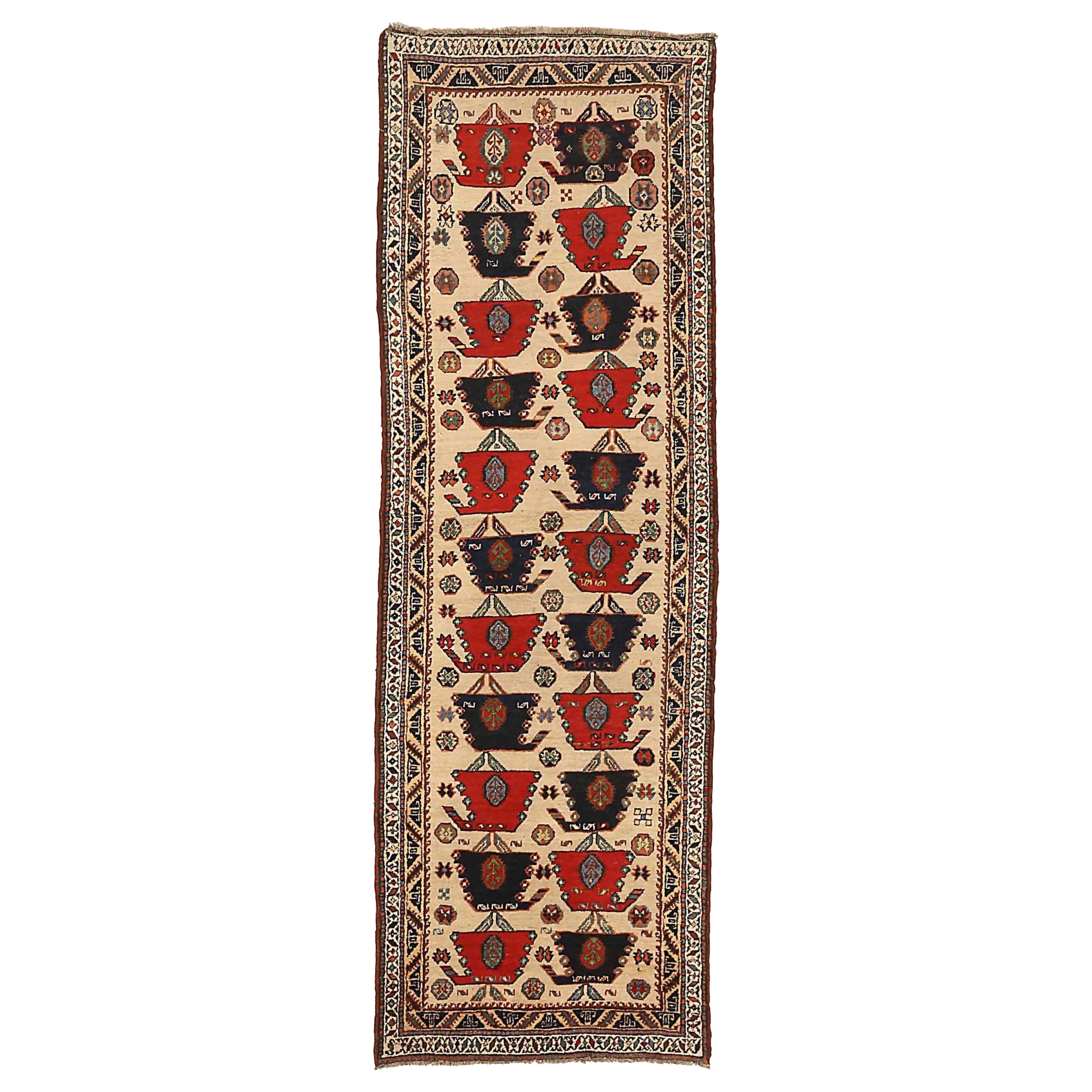 Tappeto Persiano Sarab Runner - Lana Nero Avorio Rosso 71898
