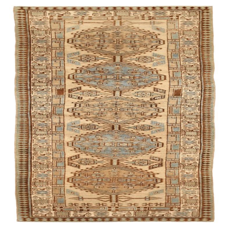 Persischer Sarab Läufer Teppich - Wolle Blau Braun Elfenbein Design - 92684 im Angebot