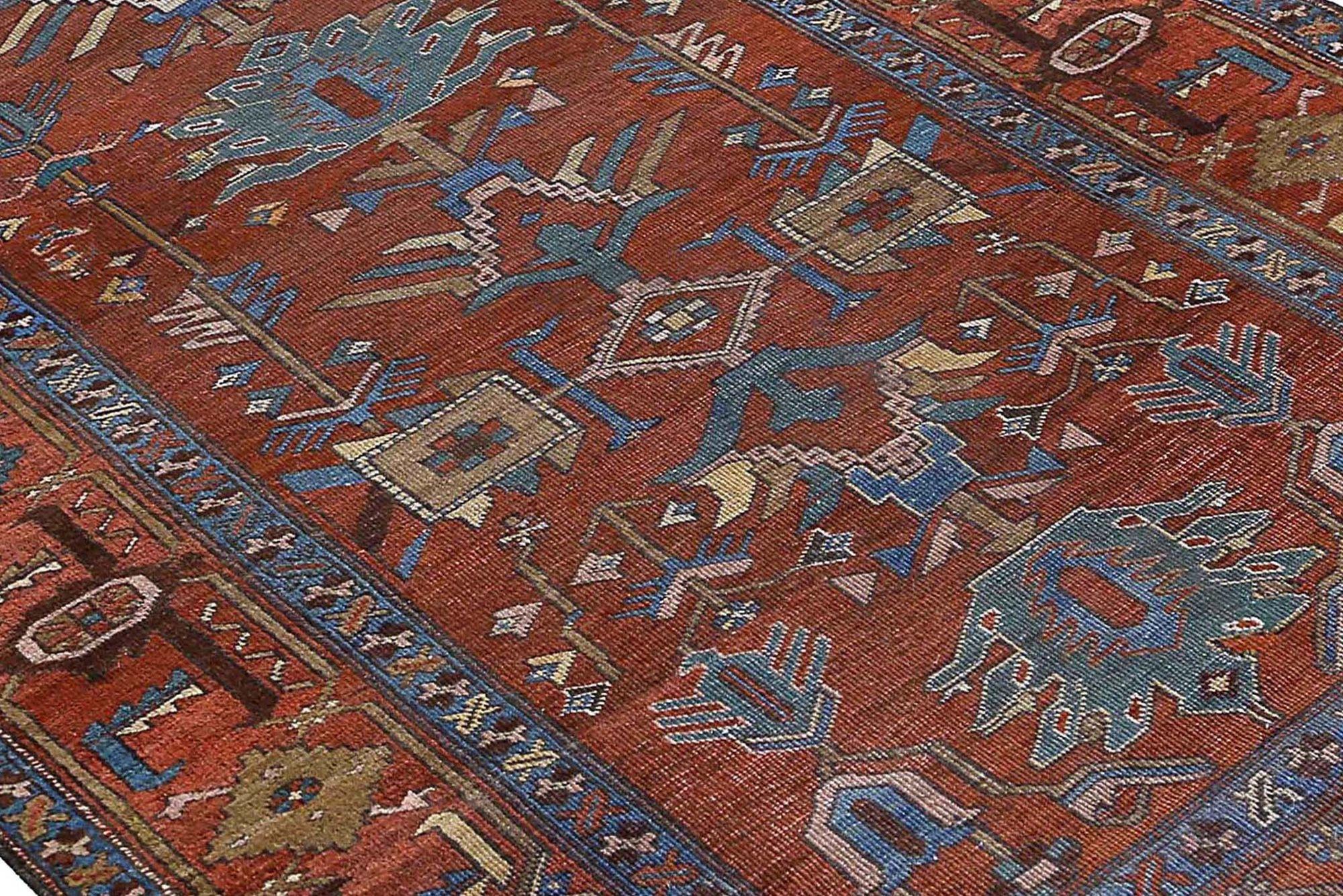 Persischer Sarab Läufer Teppich - Wolle Blau Braun Rot Design - 97923 (Irakisch) im Angebot