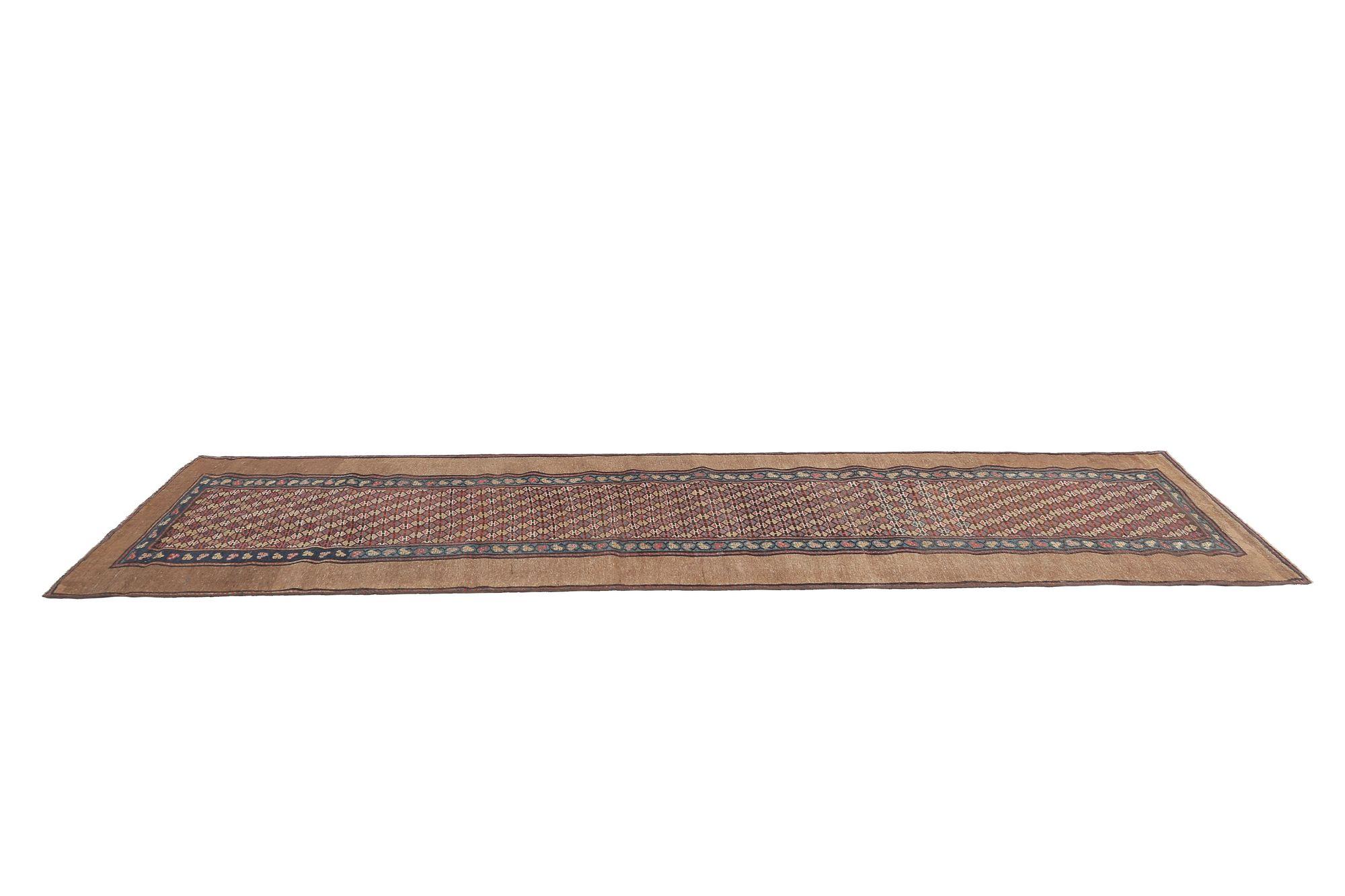 Persischer Sarab-Läufer - Wolle Blau Elfenbein Rot Taupe Design - 97942 (20. Jahrhundert) im Angebot