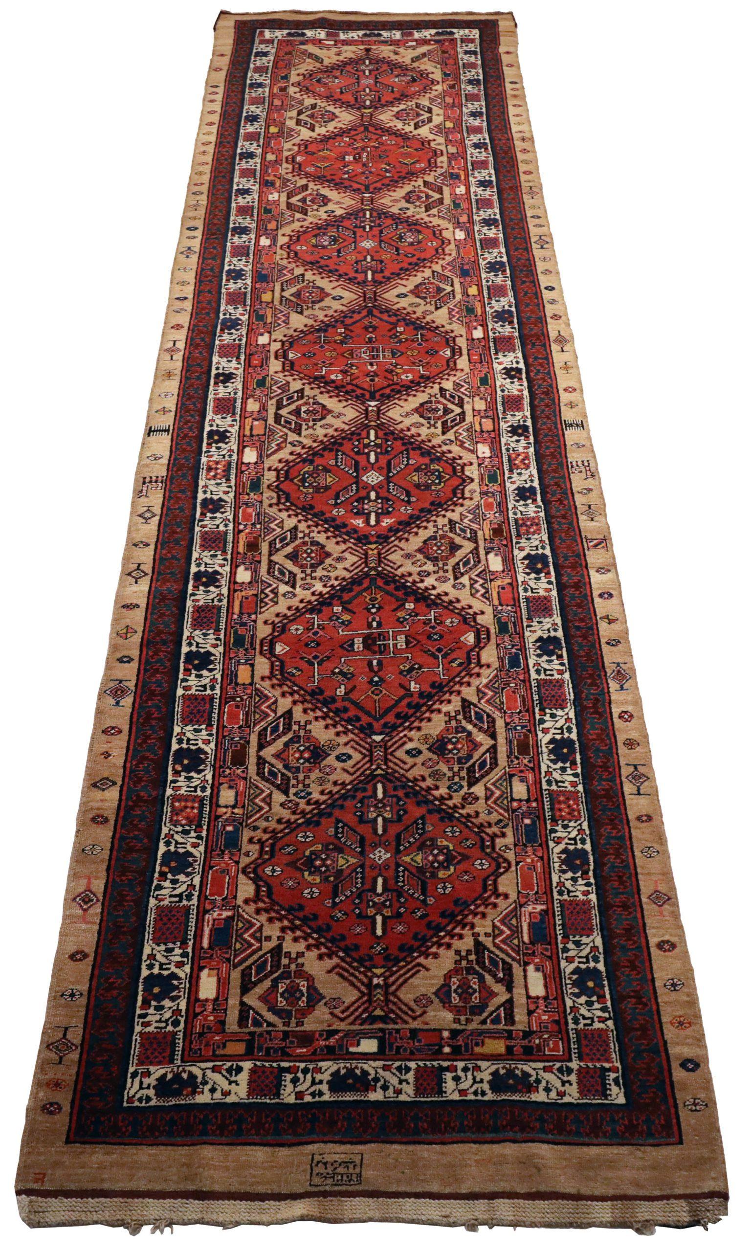 Persischer Sarab-Läufer - Wolle Elfenbeinrot Design - 93641 (Irakisch) im Angebot