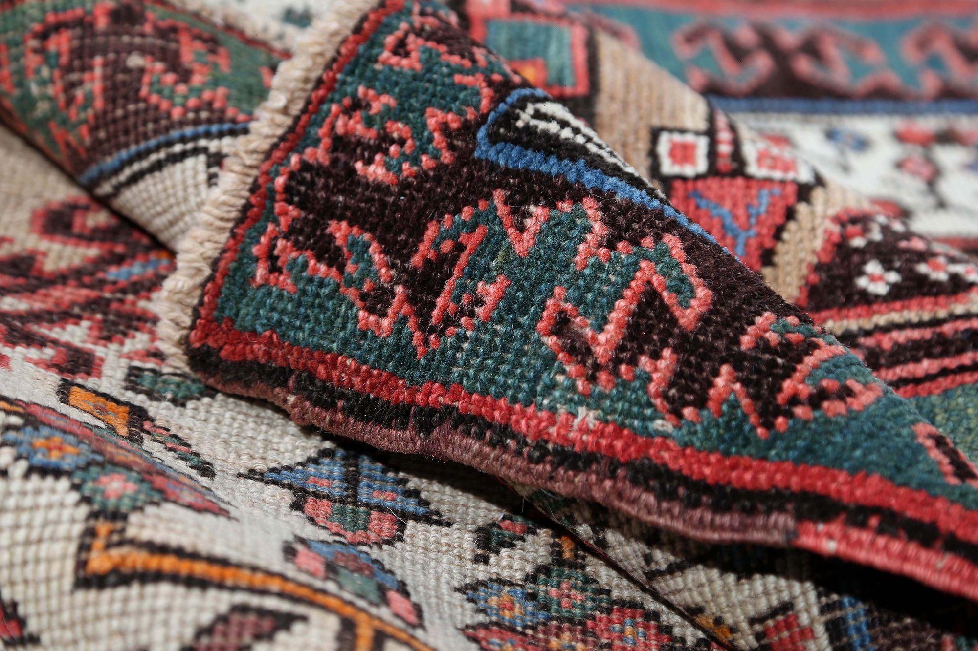 Iracheno Tappeto Persiano Sarab Runner - Lana Avorio Rosso Taupe Design - 97899 in vendita