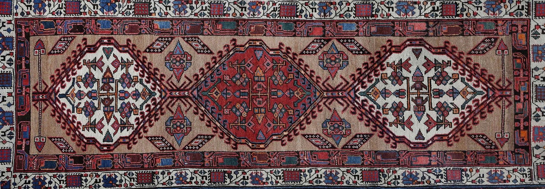 Tappeto Persiano Sarab Runner - Lana Avorio Rosso Taupe Design - 97899 In condizioni ottime in vendita a Dallas, TX