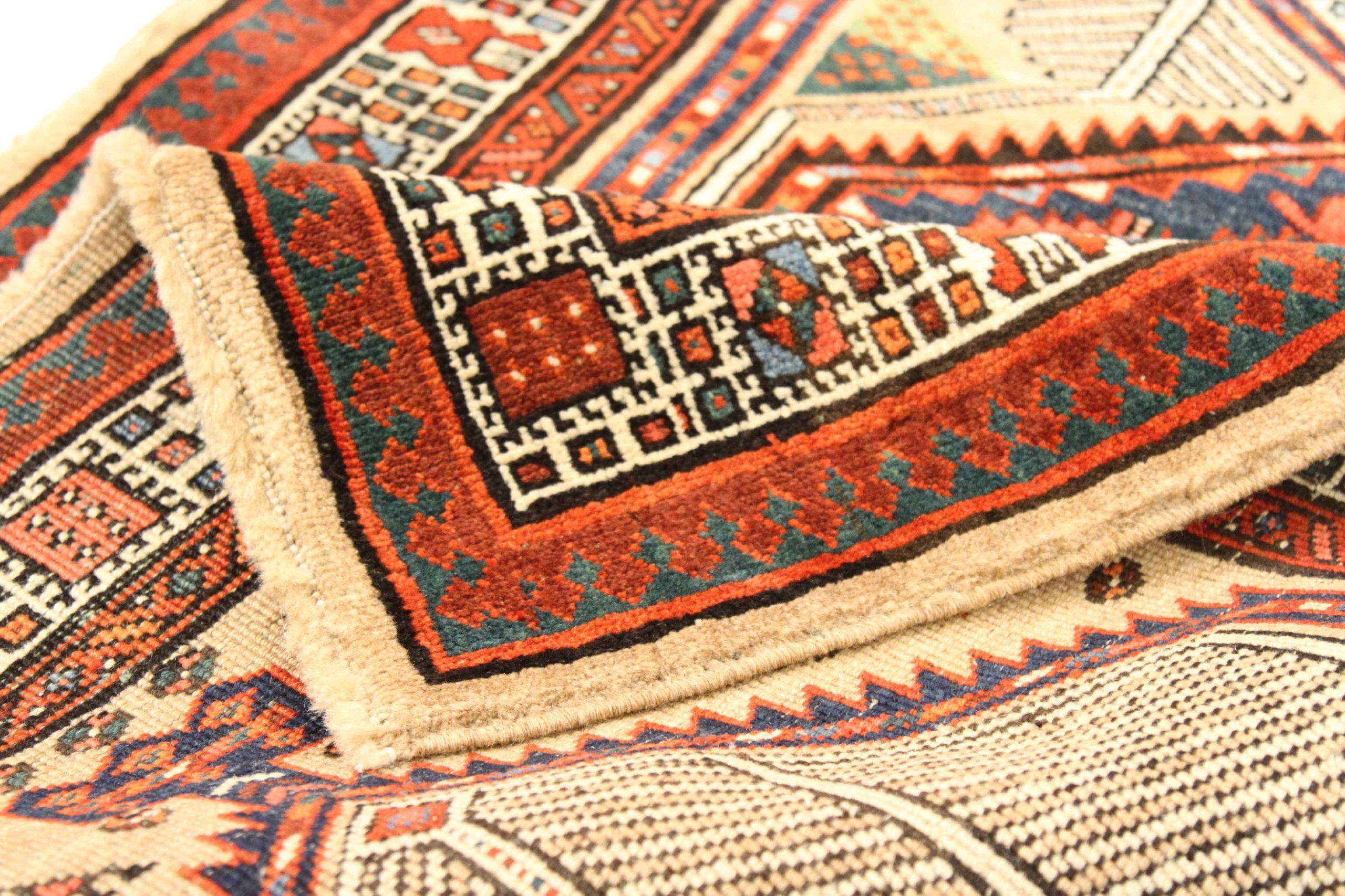 Asiatique Petit tapis persan Sarab - Laine ivoire bleu marine bleu rouge motif - 75645 en vente