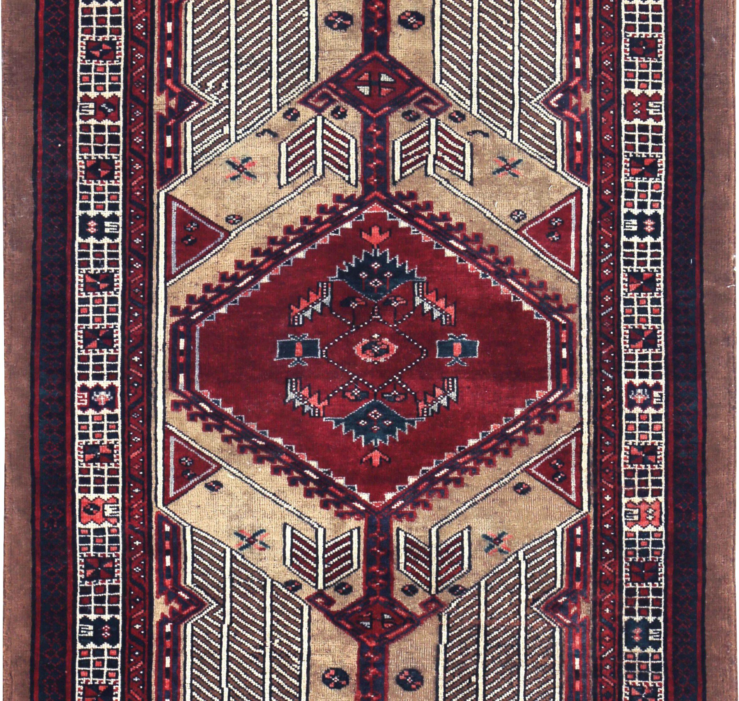 Persischer Sarab Kleiner Teppich Circa 1910 - Wolle Elfenbein Rot Design - 89691 (Asiatisch) im Angebot