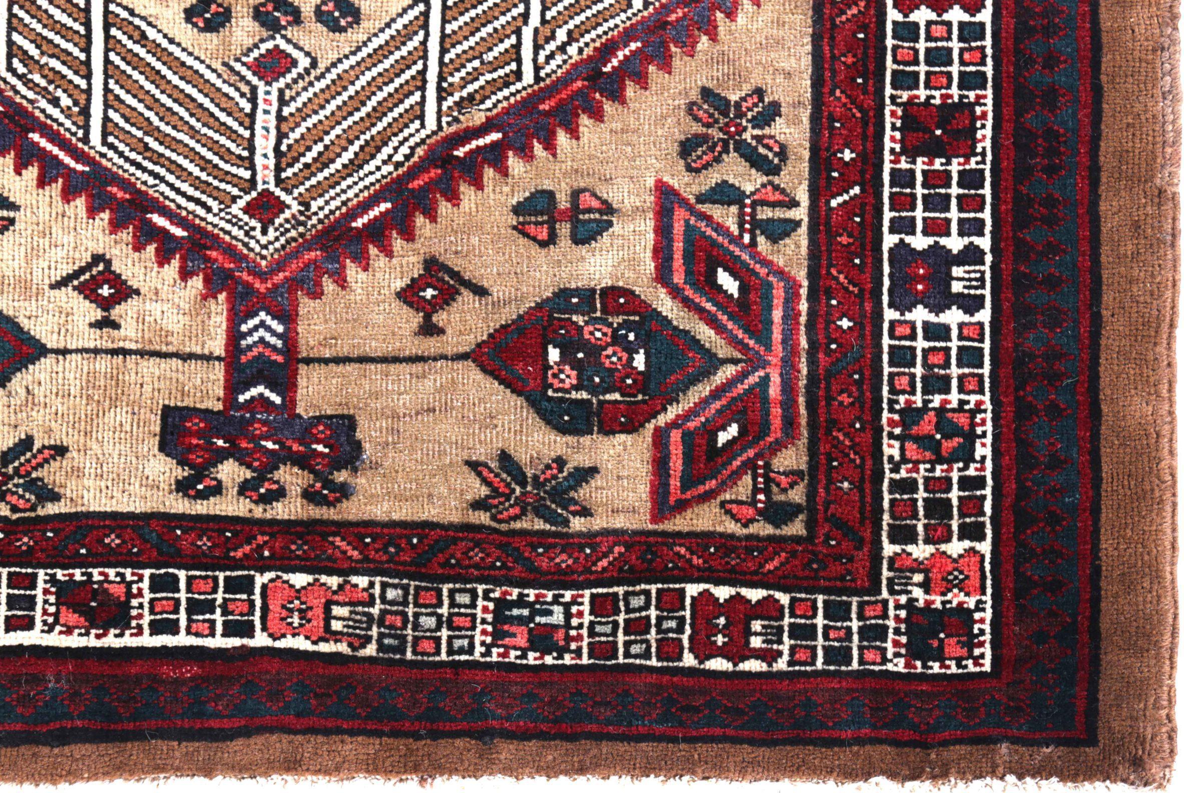 Persischer Sarab Kleiner Teppich Circa 1910 - Wolle Elfenbein Rot Design - 89691 im Zustand „Hervorragend“ im Angebot in Dallas, TX