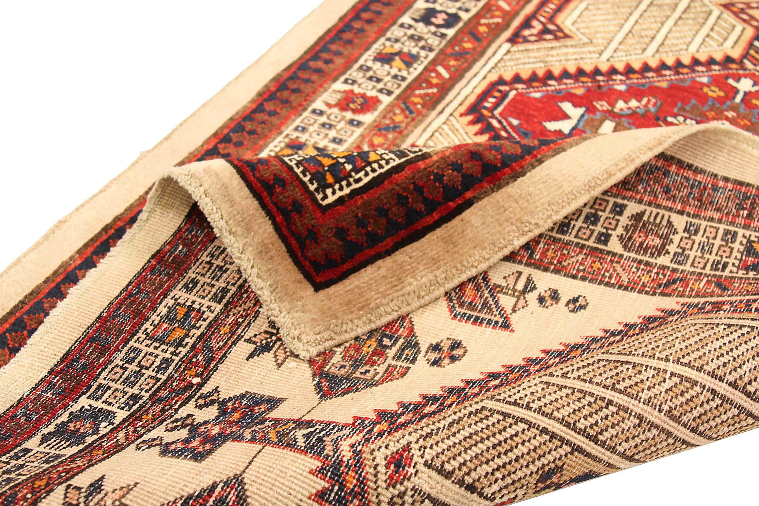 Petit tapis persan Sarab Circa 1940 - Laine Ivoire Rouge 72160 Excellent état - En vente à Dallas, TX