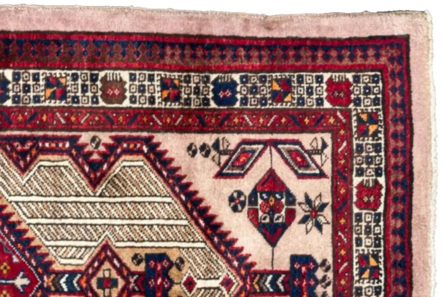 Petit tapis persan Sarab Circa 1940 - Laine Ivoire Rouge 72161 Excellent état - En vente à Dallas, TX
