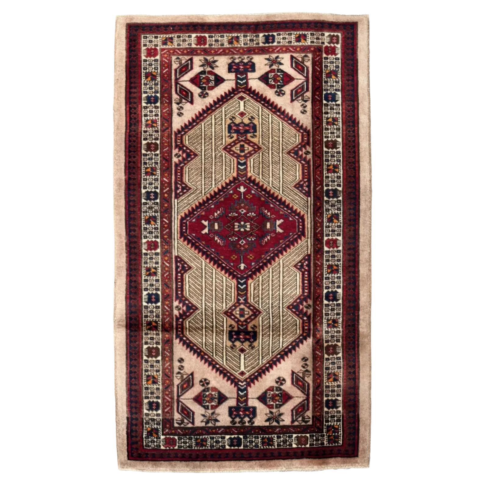 Persian Sarab Small Rug Circa 1940 - Wool Ivory Red