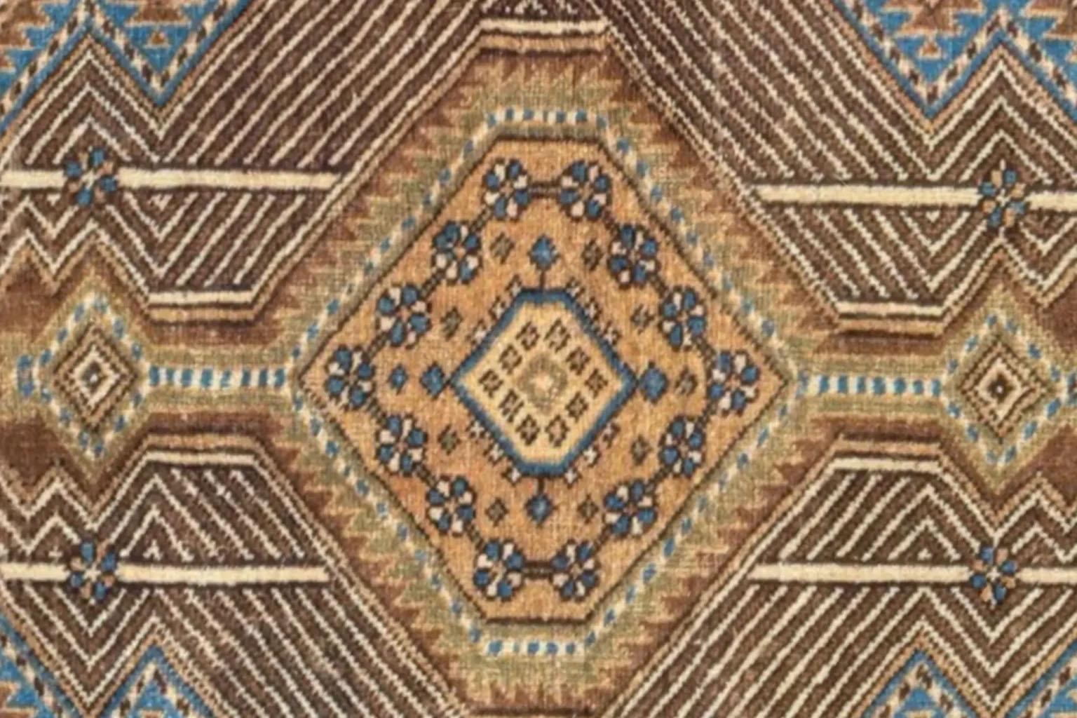 Tappeto Persiano Sarab Small - Lana Blu Marrone Avorio Design - 88806 in vendita 1