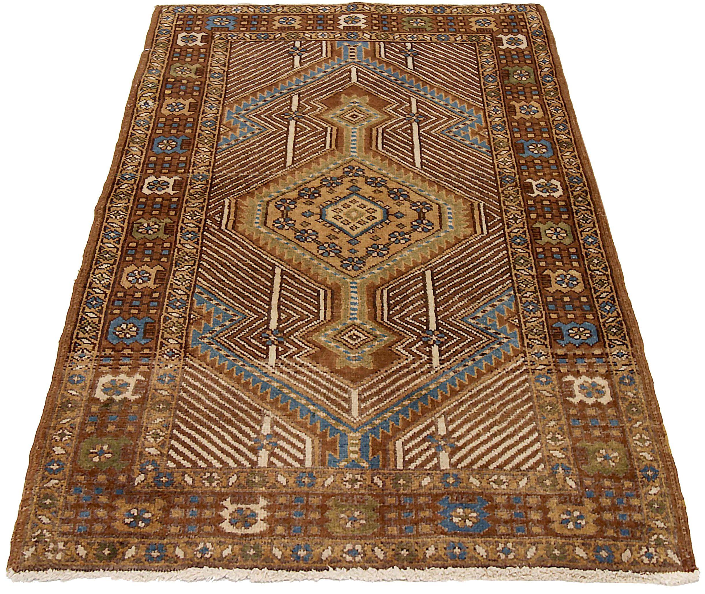 Entdecken Sie die Eleganz des persischen Sarab mit dem kleinen Teppich von CIRCA 1880. Dieses exklusive Design aus Wolle und BlauBraunElfenbein ist perfekt, um Ihren Raum zu verschönern.