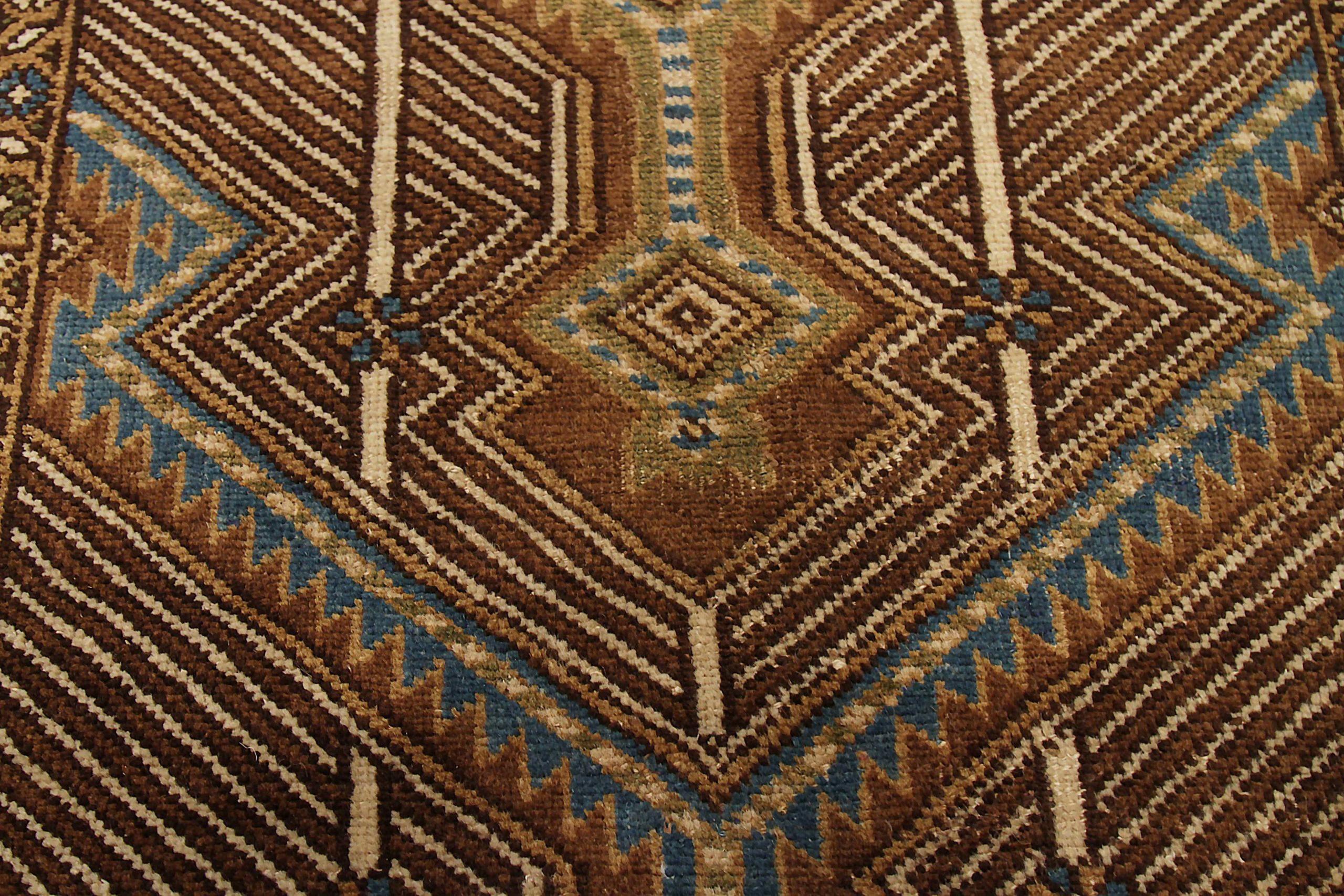 Persischer Sarab Small Teppich - Wolle Blau Braun Elfenbein Design - 88806 im Zustand „Hervorragend“ im Angebot in Dallas, TX