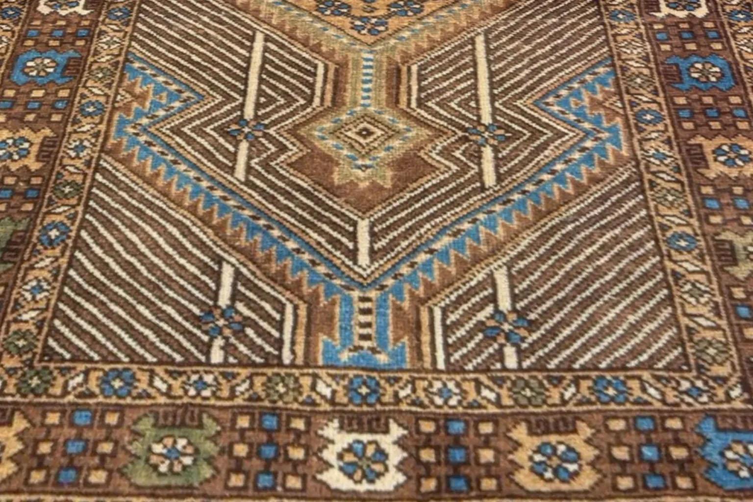 Tappeto Persiano Sarab Small - Lana Blu Marrone Avorio Design - 88806 In condizioni ottime in vendita a Dallas, TX