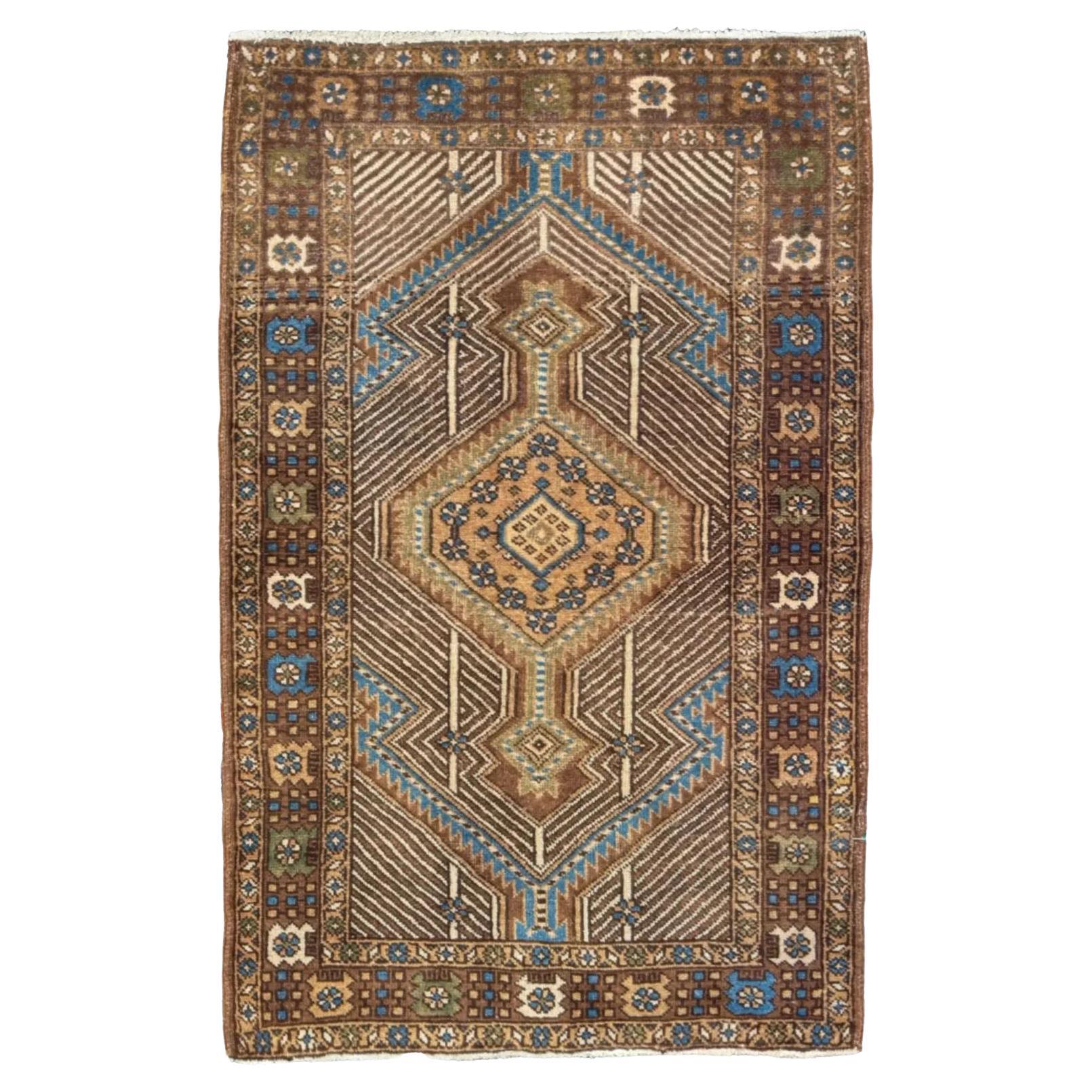 Alfombra Persa Sarab Small Design - Lana Azul Marrón Marfil - 88807