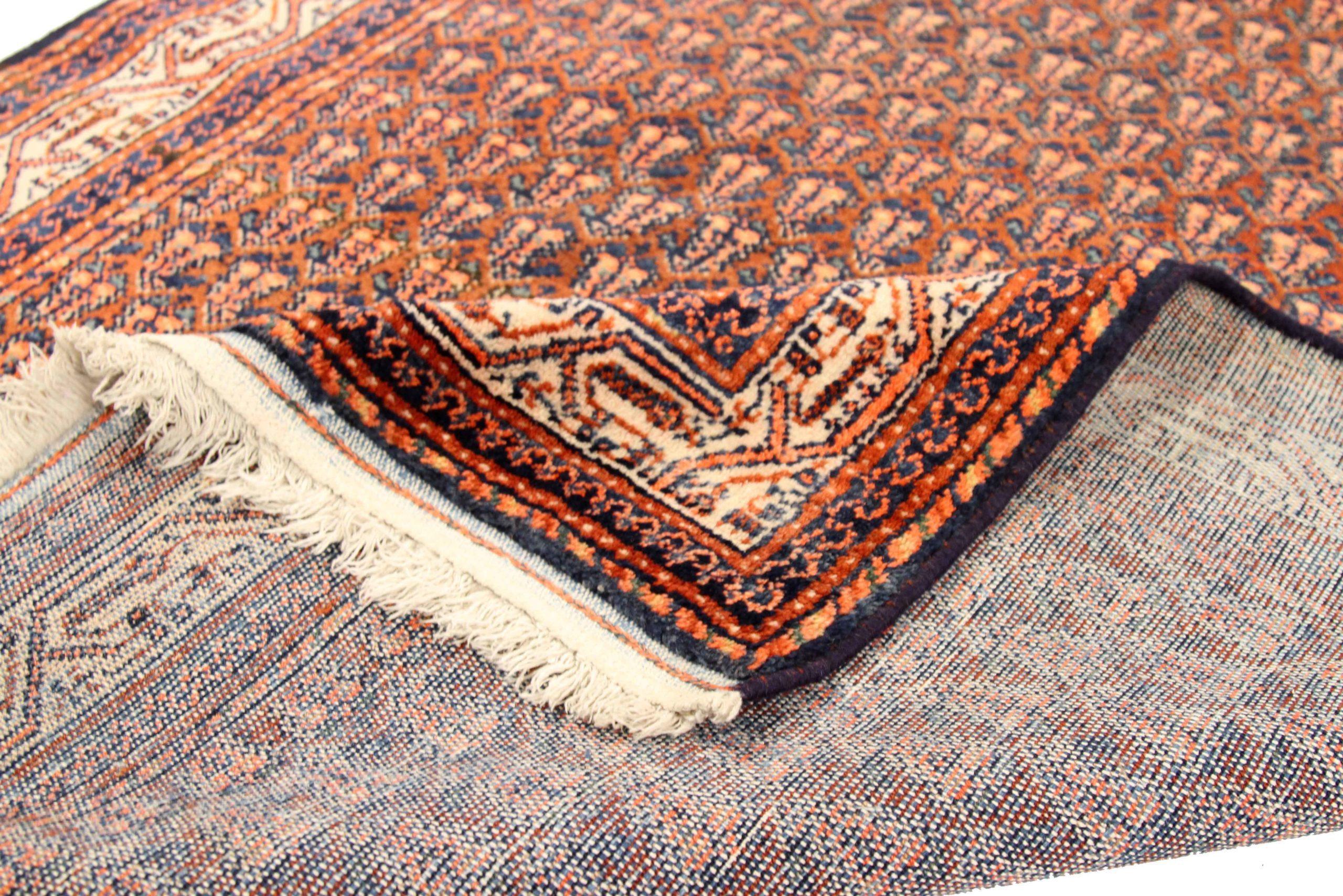 Persischer Saraband Kleiner Teppich - Wolle Elfenbein Marineblau Blau Rot Design - 75191 (Asiatisch) im Angebot