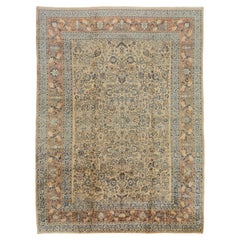 Persian Sarough Rug, Hand Knotted, 15.2x11.3 ft – Beige & Blue