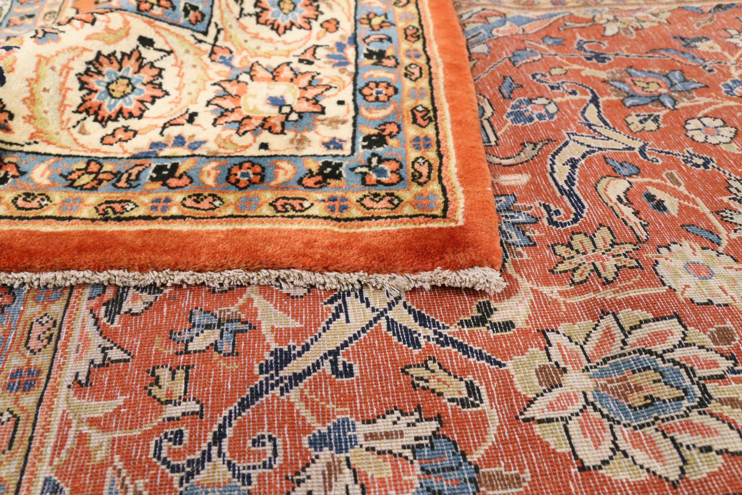 Persische Sarouk-Teppiche Circa 1910 - Wolle Blau Elfenbein Rot Design - 75291 im Zustand „Hervorragend“ im Angebot in Dallas, TX
