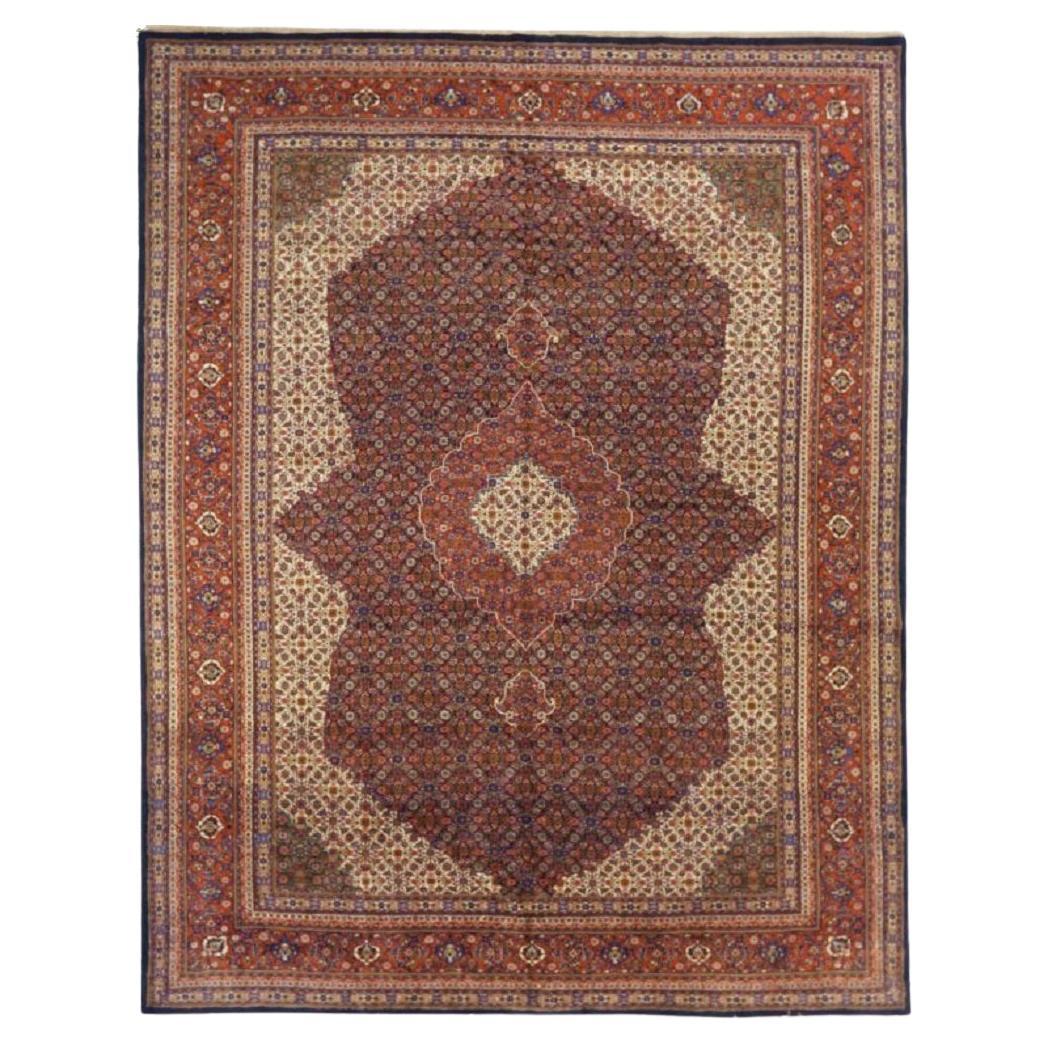 Tapis persan Sarouk Circa 1910 - Laine Ivoire Bleu marine Rouge 72039