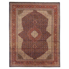 Tapis persan Sarouk Circa 1910 - Laine Ivoire Bleu marine Rouge 72039