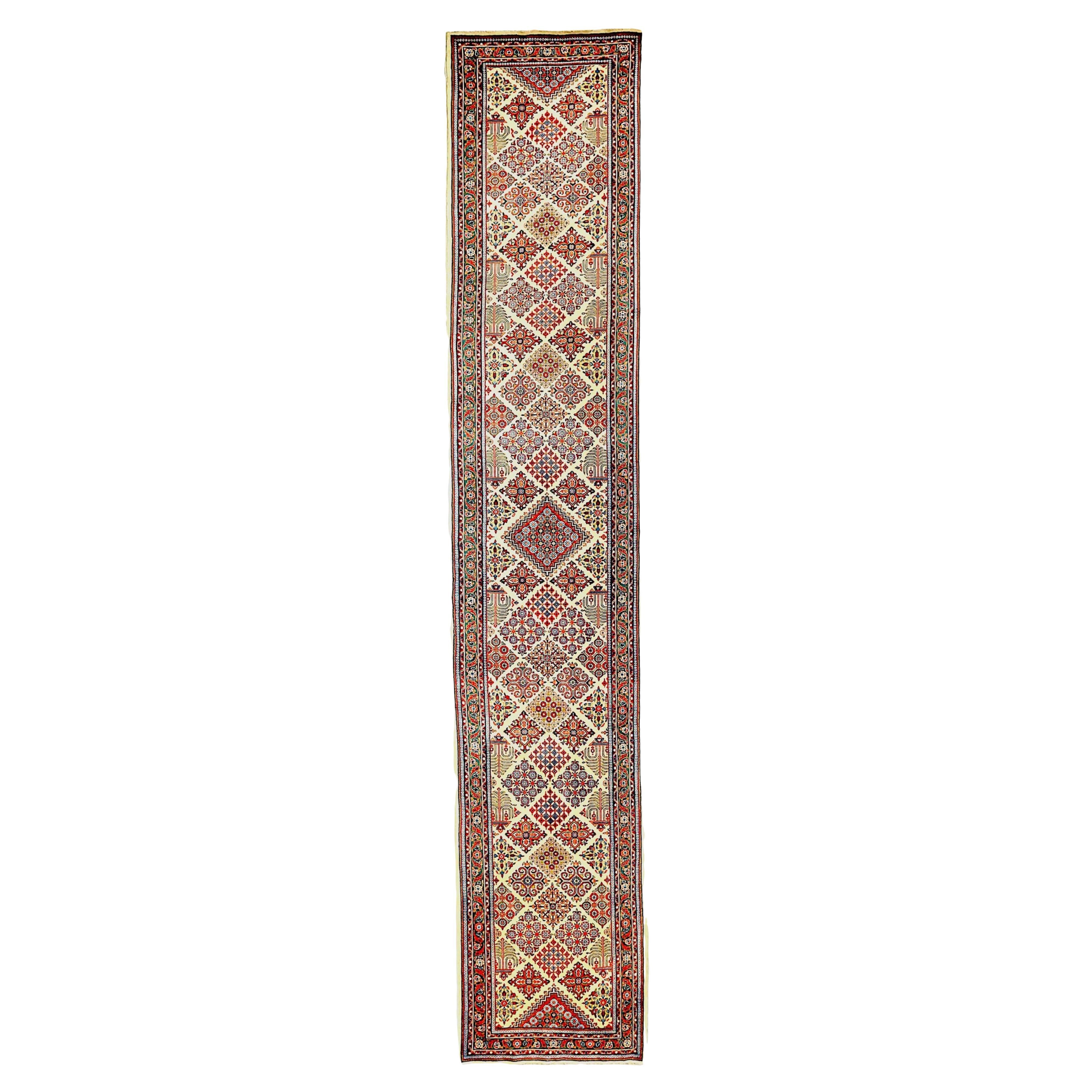 Persian Sarouk Area Rugs Circa 1940 - Wool Blue Ivory Red 72276