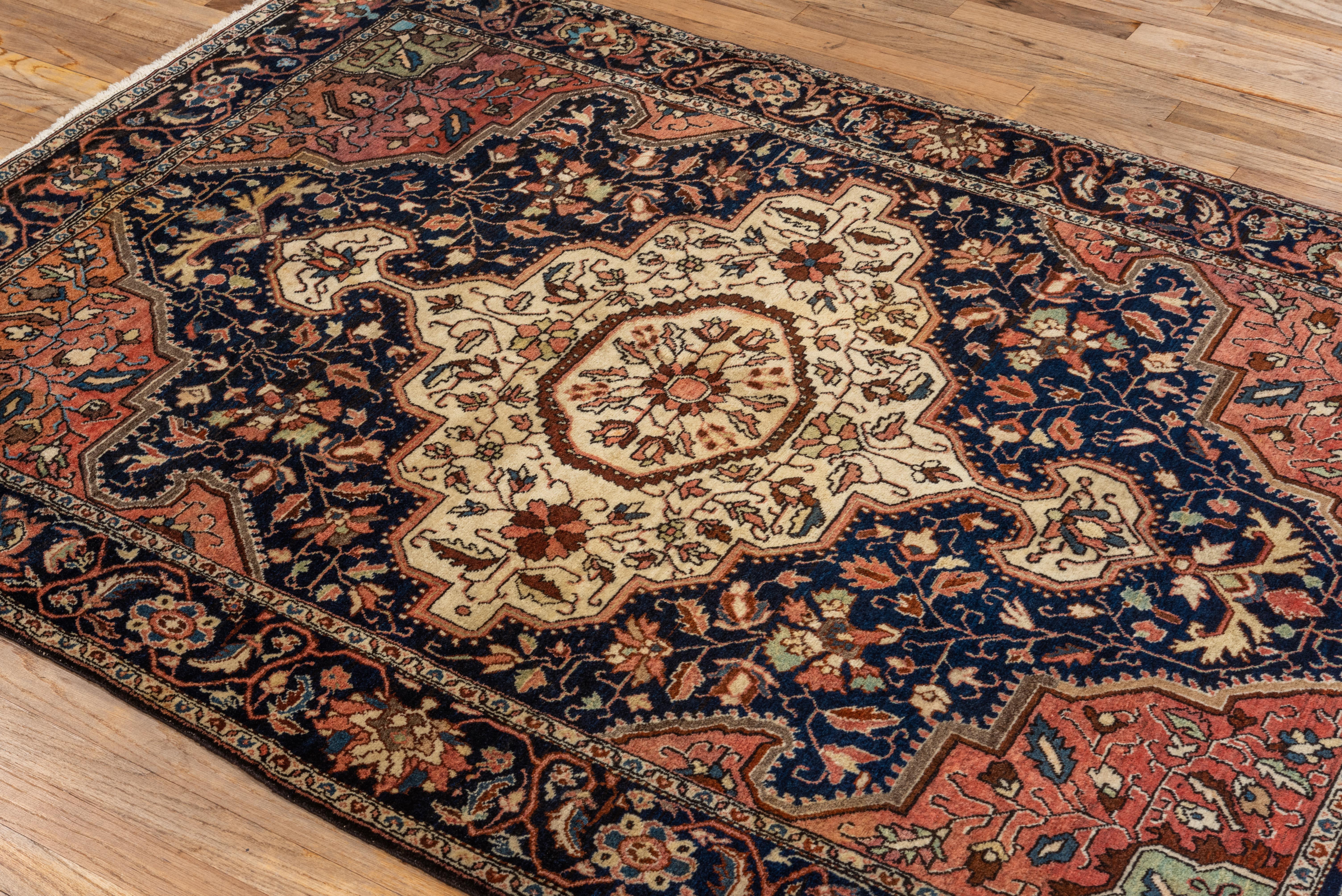 Hand-Knotted Persian Sarouk Center Medallion Rug  For Sale