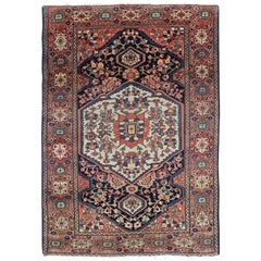 Persian Sarouk Faraghan Small Rug with Medallion Design Antique 3'6"x4'9"