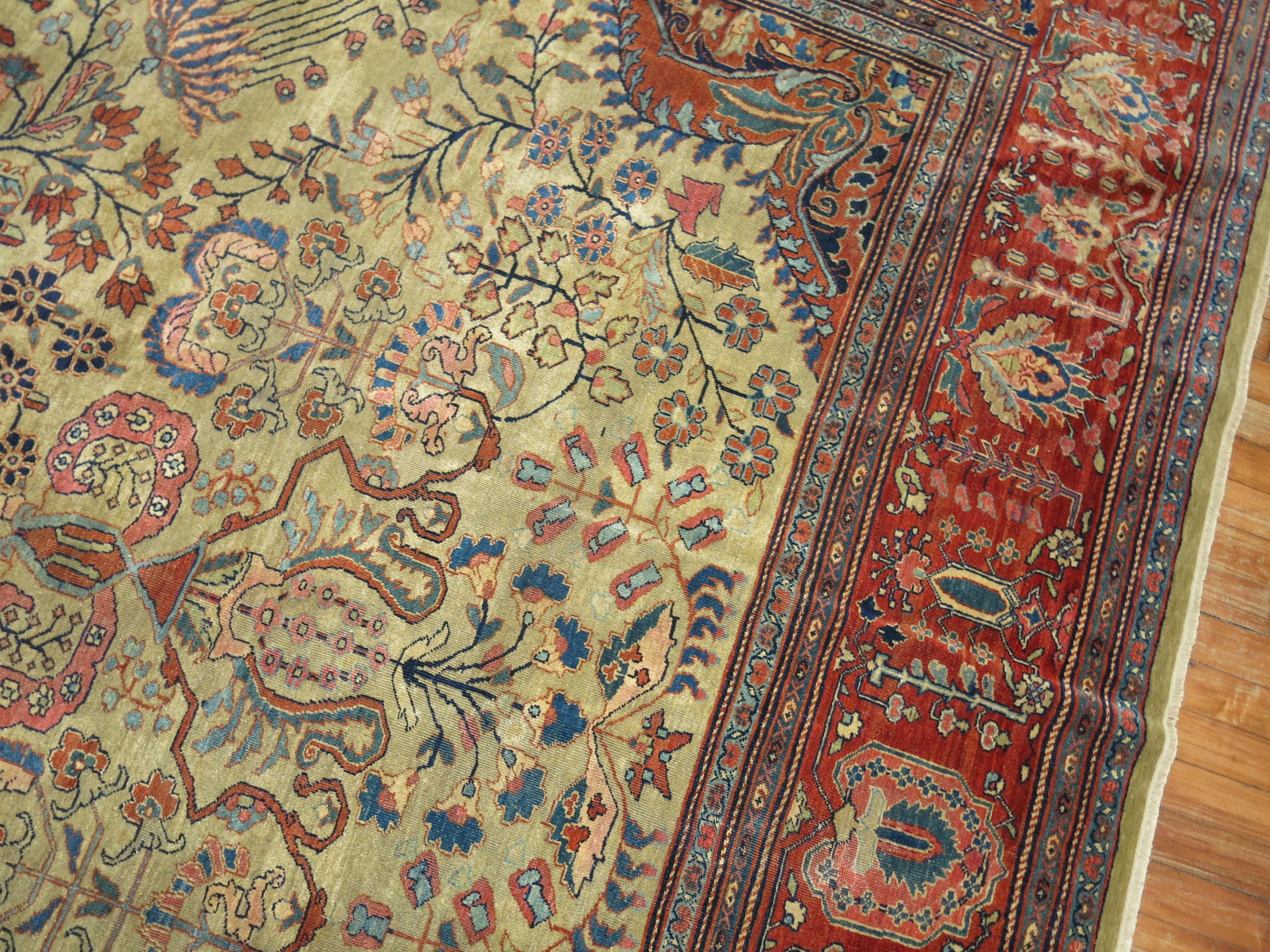 Hand-Woven Persian Sarouk Fereghan Rug For Sale