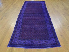 Persian Sarouk Mir Wide Runner Handmade Overdyed Vintage Rug