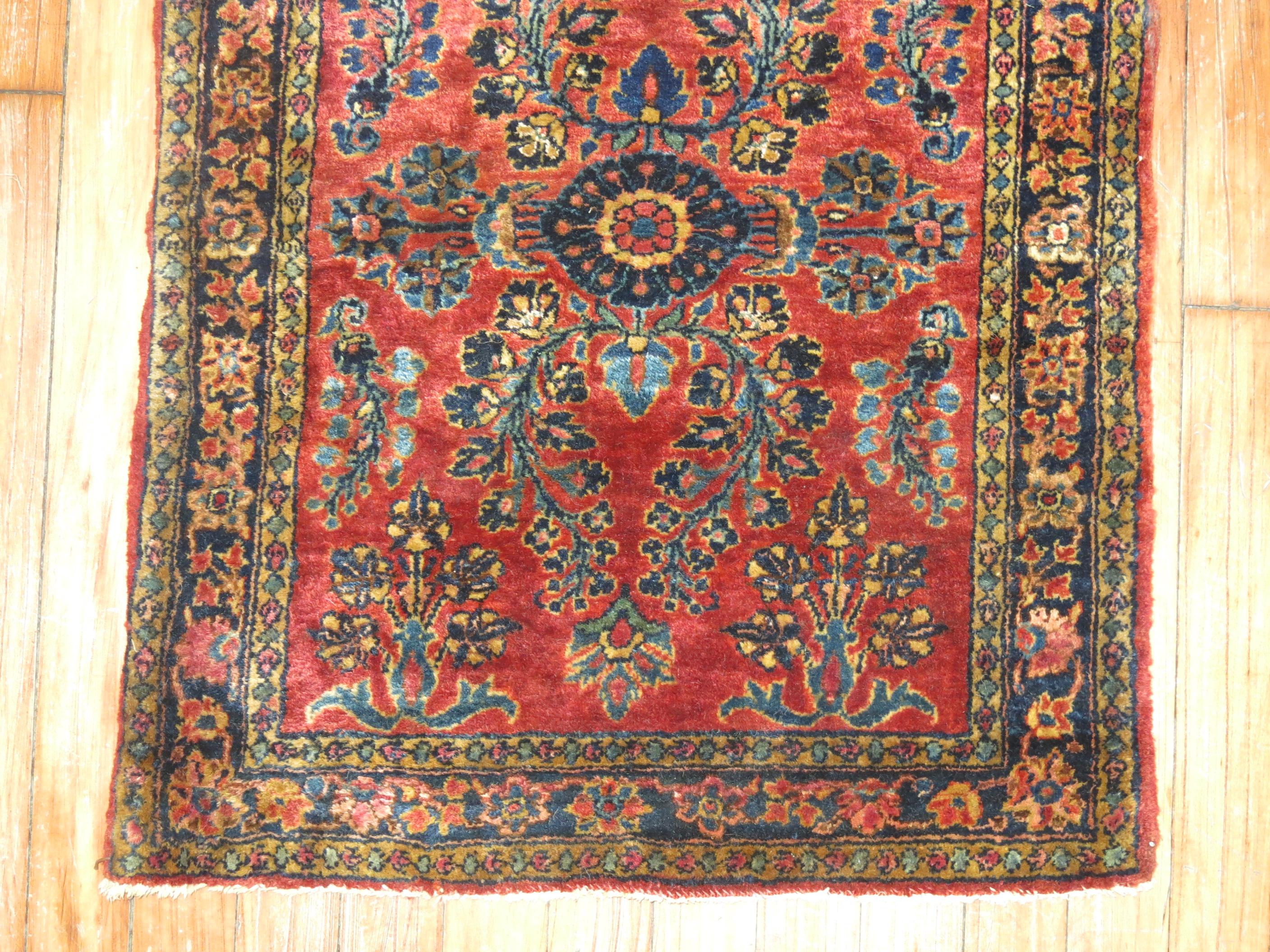 British Colonial Red Persian Sarouk Rug Mat