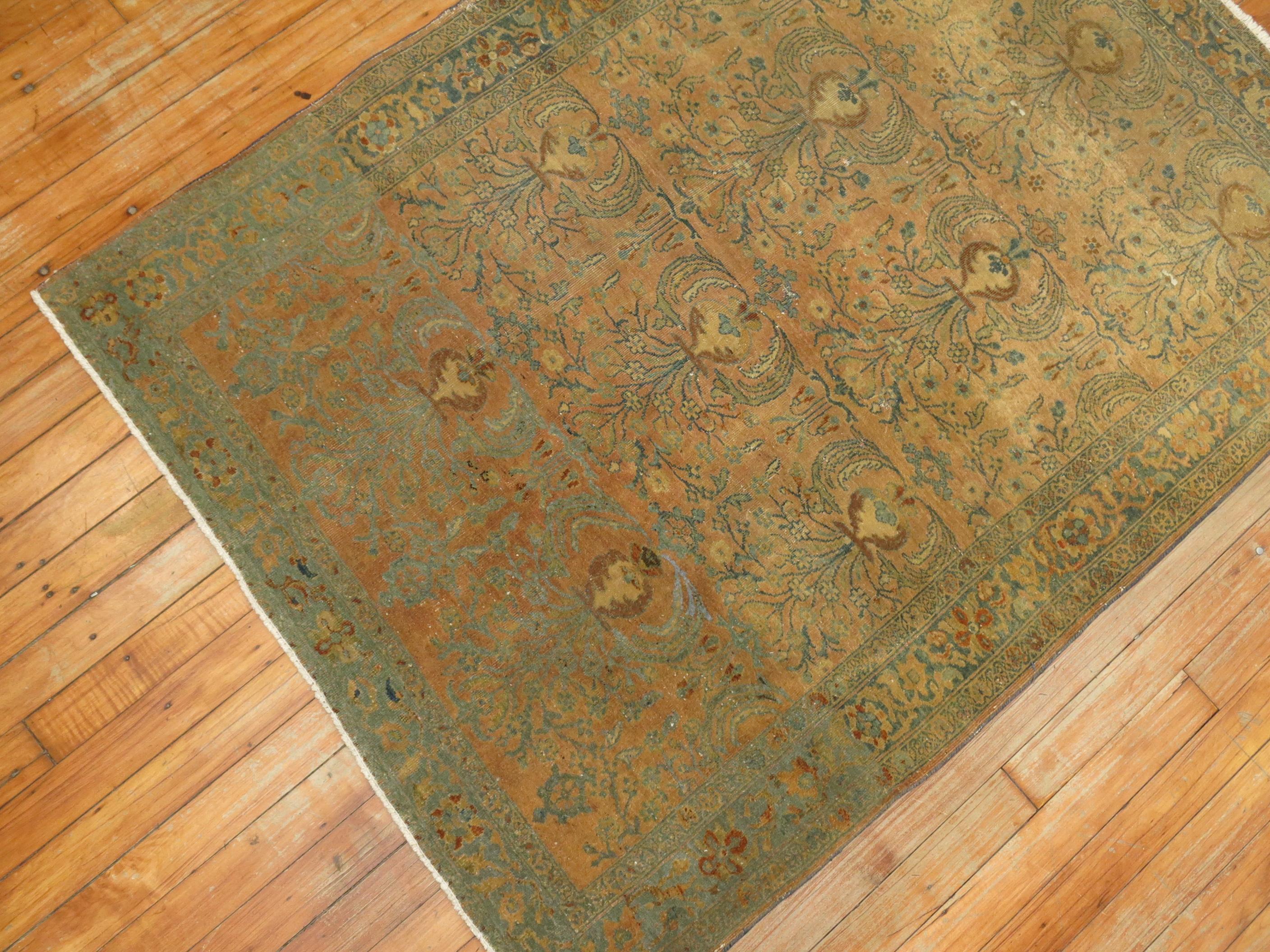 Persian Sarouk Scatter Rug In Fair Condition For Sale In New York, NY