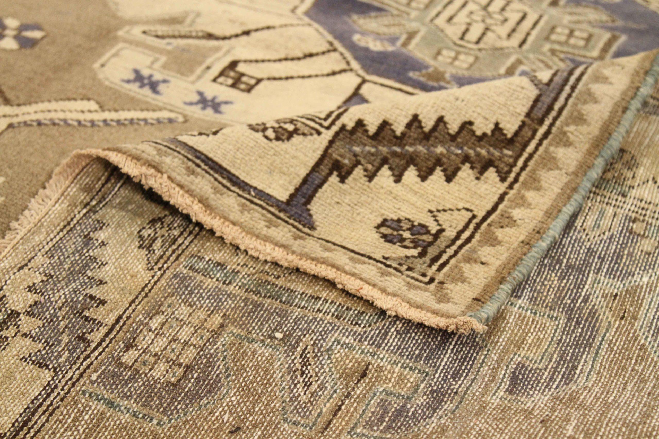Persische Saveh Area Rugs - Wolle Blau Braun Elfenbein Taupe Design - 76025 (Irakisch) im Angebot