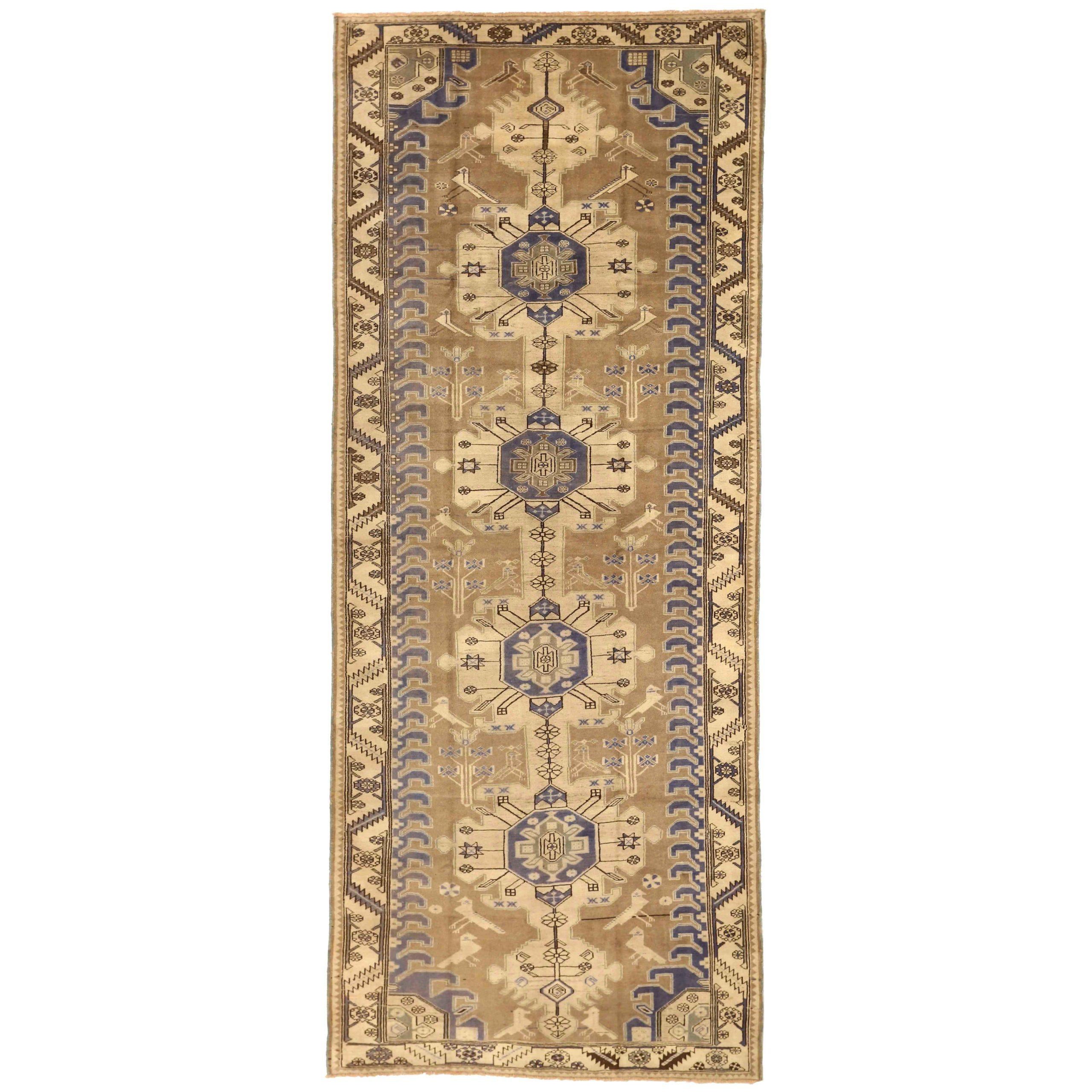 Persische Saveh Area Rugs - Wolle Blau Braun Elfenbein Taupe Design - 76025 im Angebot