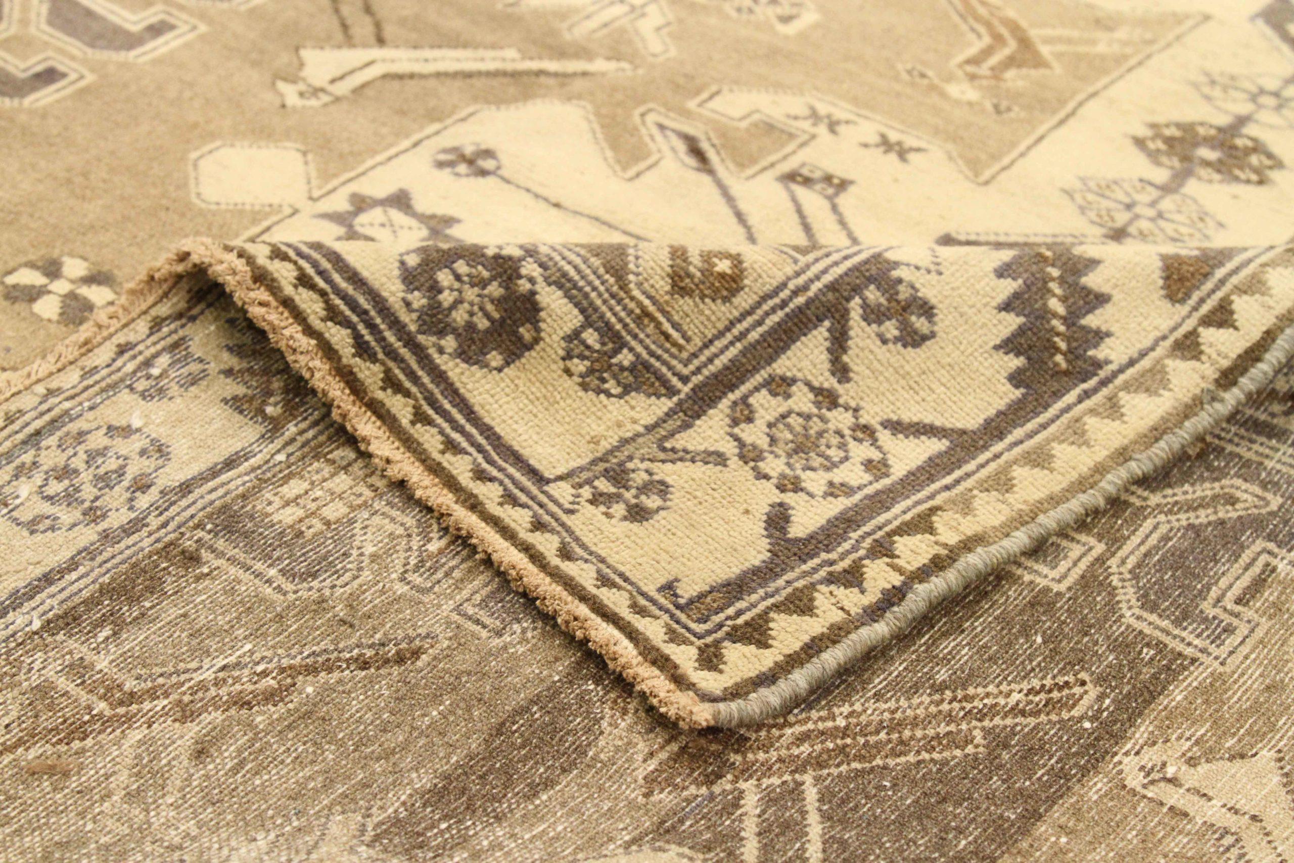 Persische Saveh Teppiche - Wolle Braun Elfenbein Taupe Design - 76023 (Irakisch) im Angebot