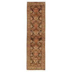 Tapis de course persan Saveh - Laine Brown Ivory Red Design - 75569