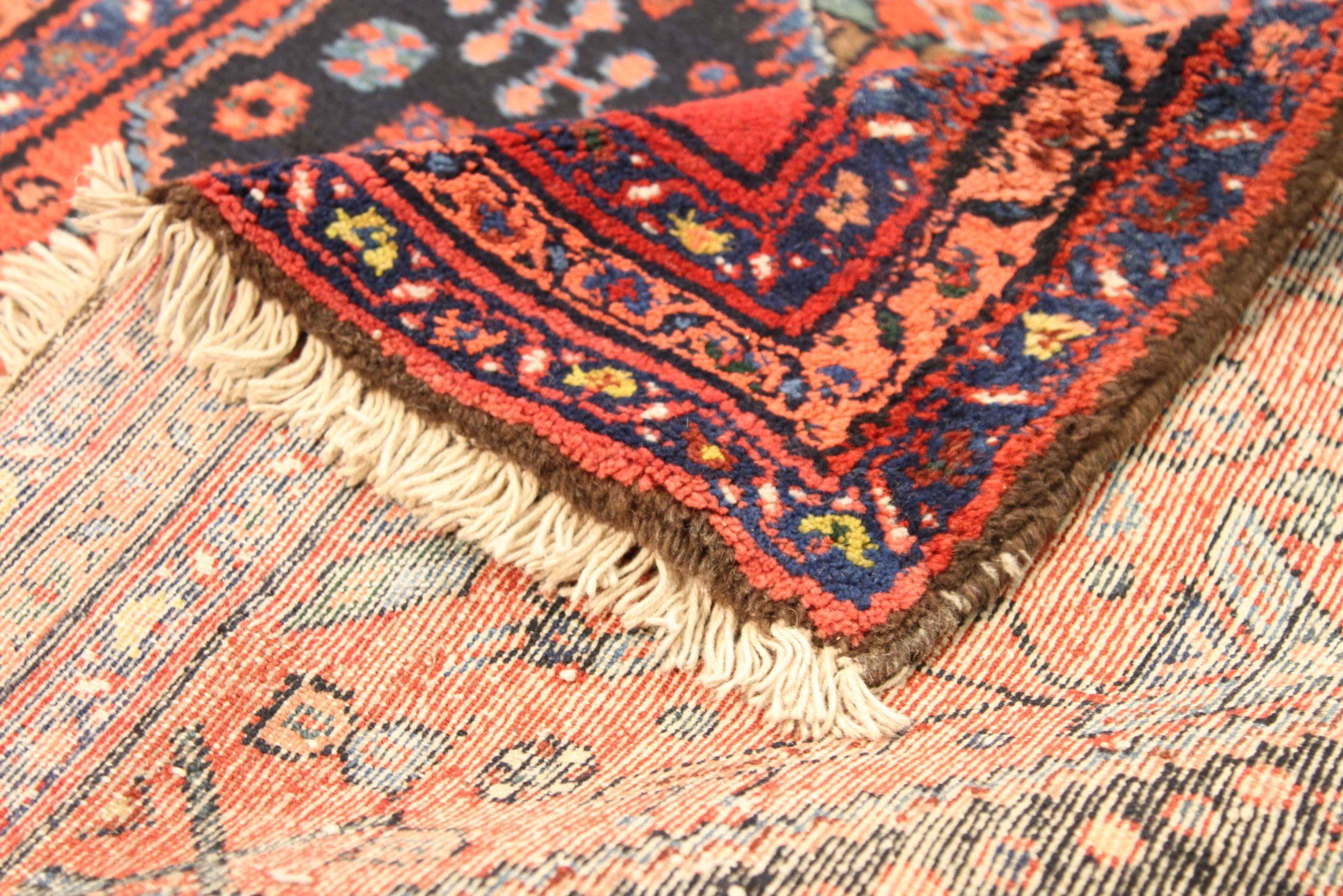 Persischer Saveh-Läufer aus Wolle in Marineblau und Rot mit Design - 75141 (Asiatisch) im Angebot