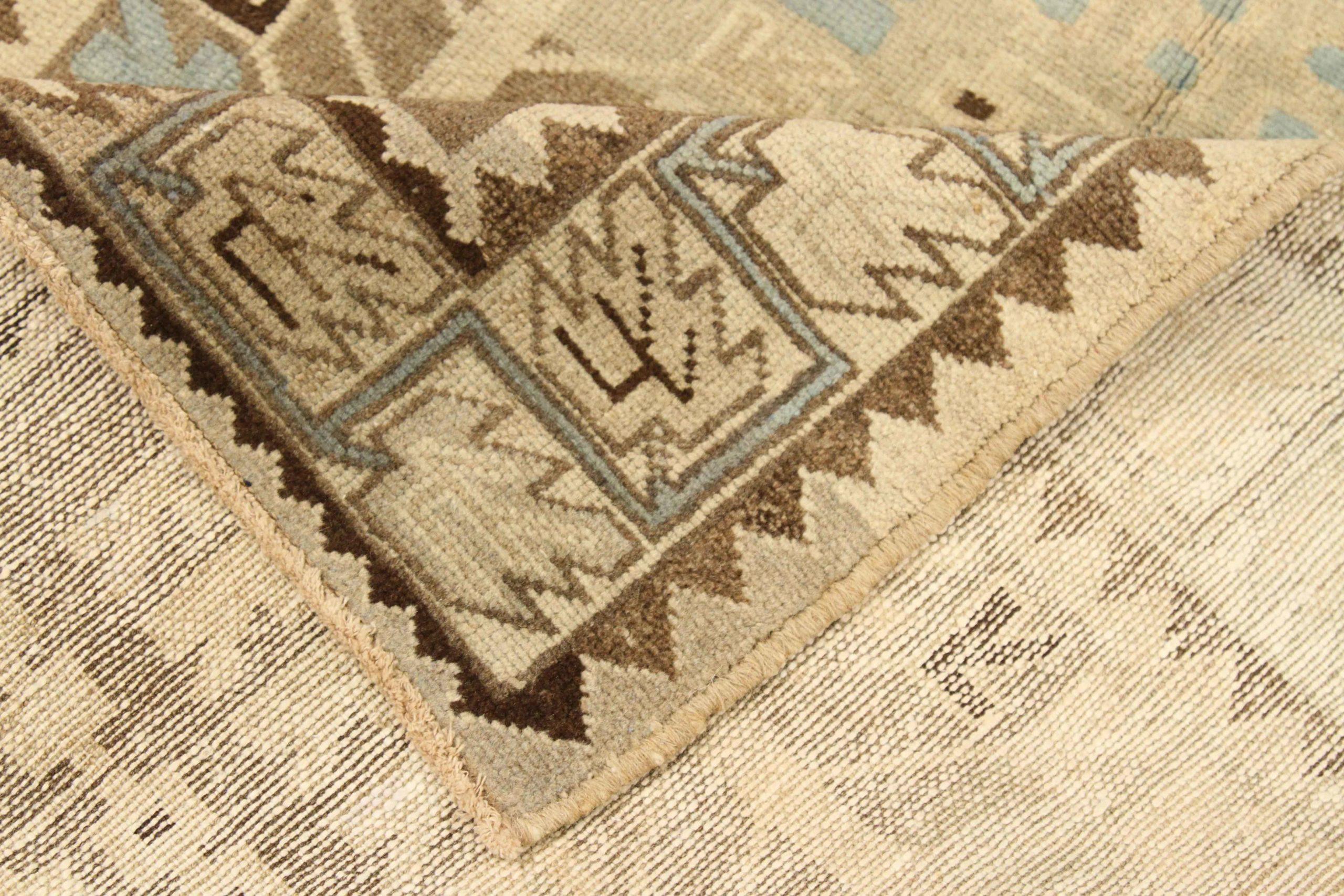 Persischer Saveh Small Teppich - Wolle Blau Braun Elfenbein Taupe Design - 75717 (Asiatisch) im Angebot