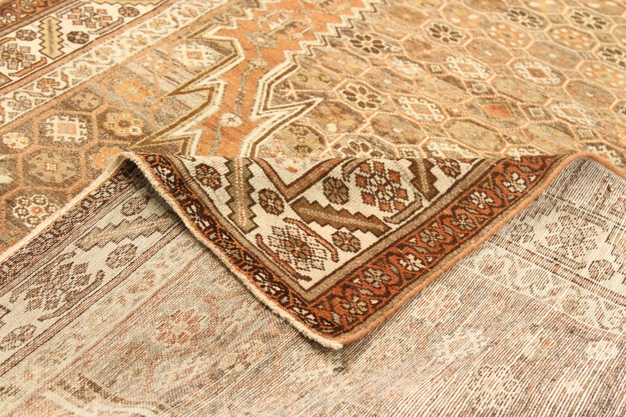 Persischer Saveh Small Teppich - Wolle Braun Elfenbein Orange Design - 75642 (Asiatisch) im Angebot