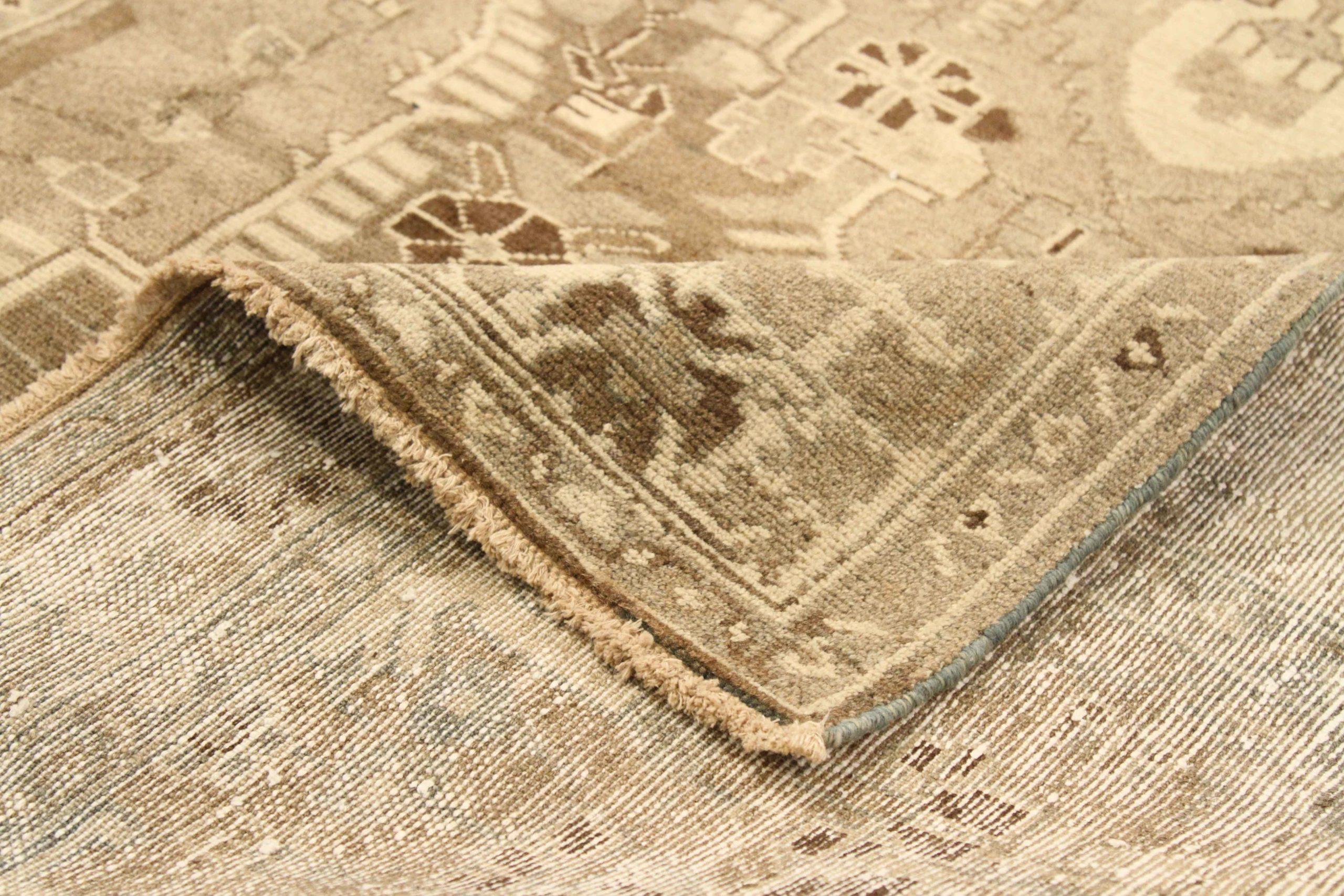 Iracheno Tappeto persiano Saveh Small - Lana Marrone Avorio Design - 75836 in vendita