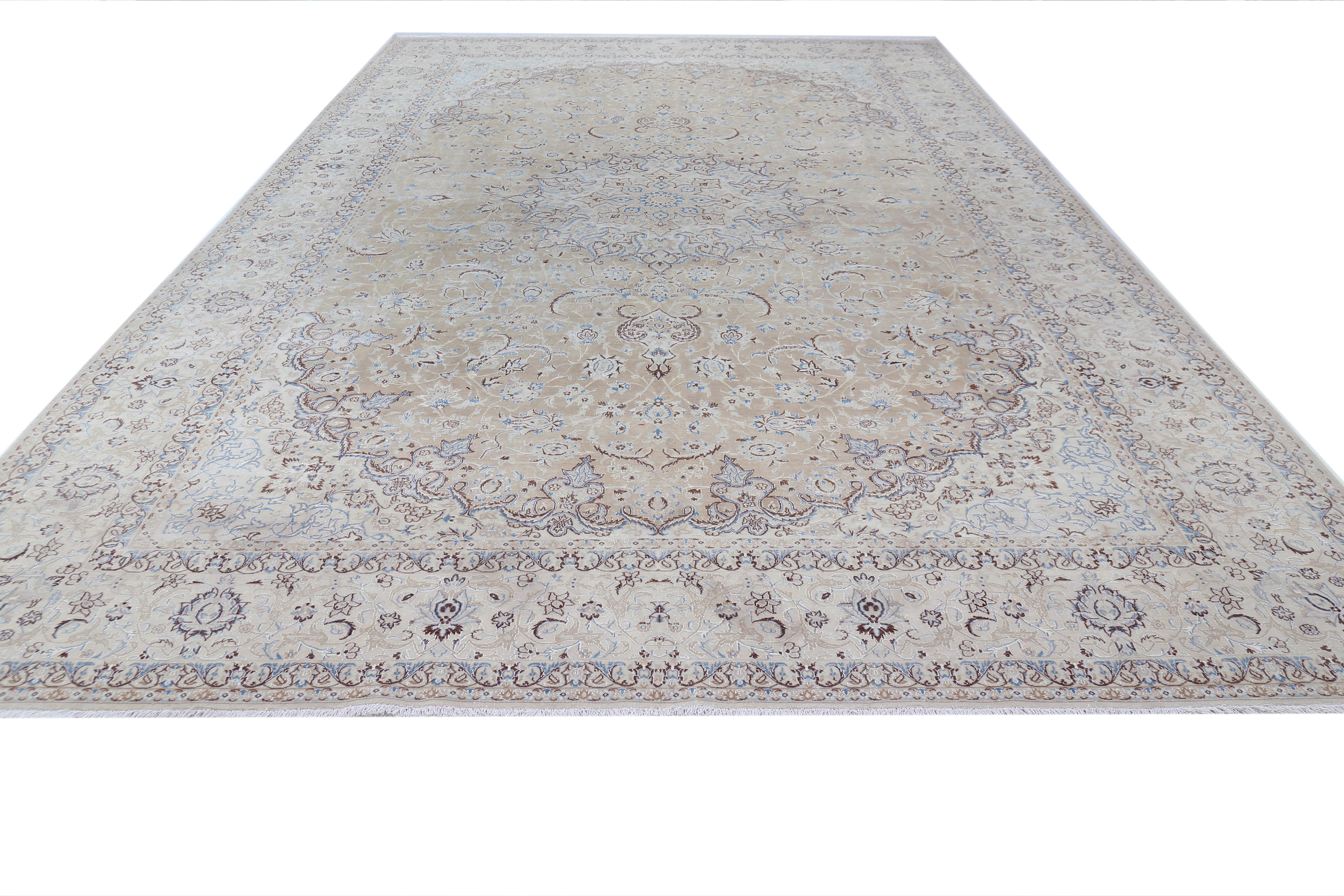A stunning Persian Semi Antique Nain Rug originated from Iran in the late 20th century. This beautiful rug is 100% hand-knotted and in excellent condition. 