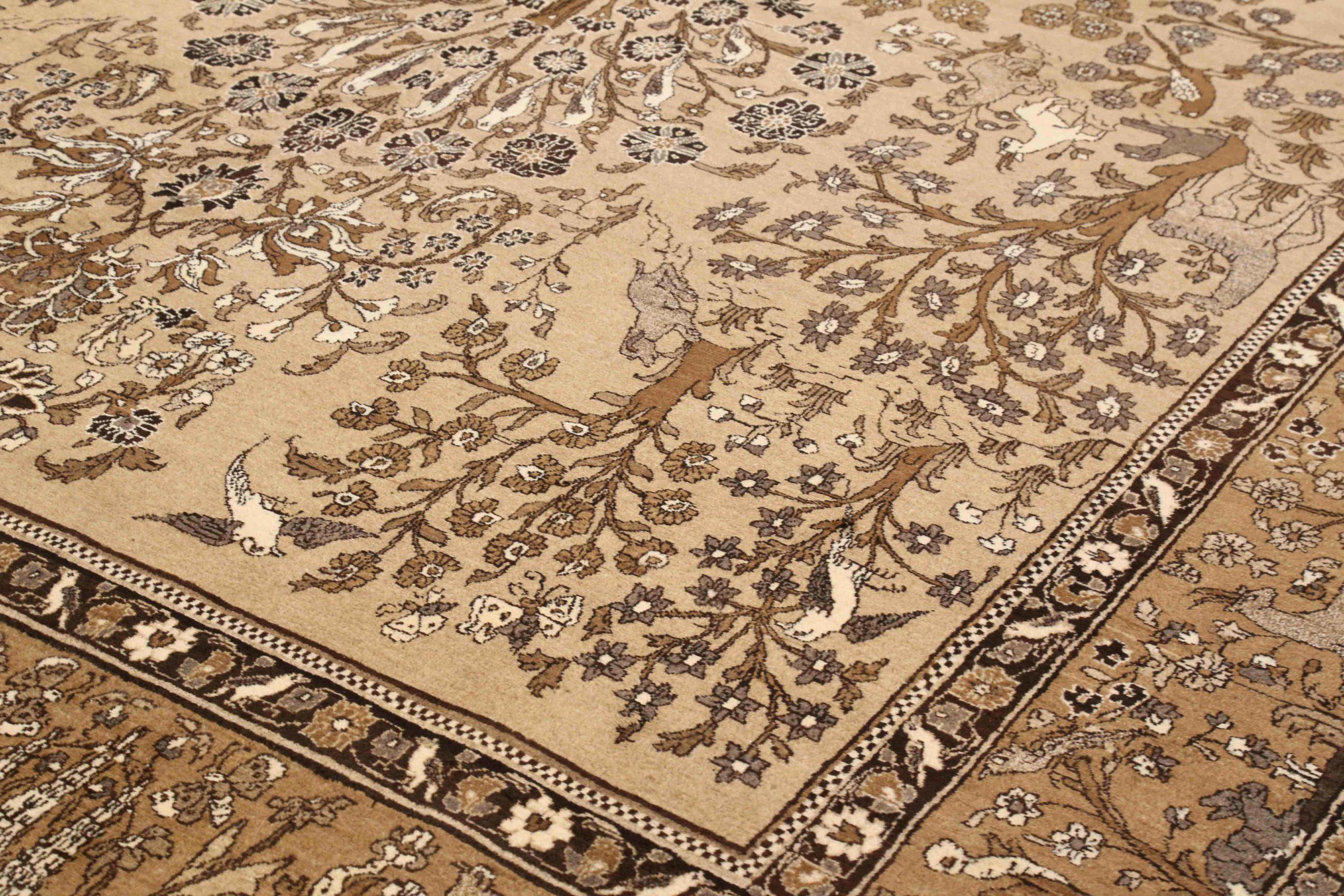 Persische Semnan Teppiche - Wolle Brown Elfenbein Taupe 71607 (Asiatisch) im Angebot