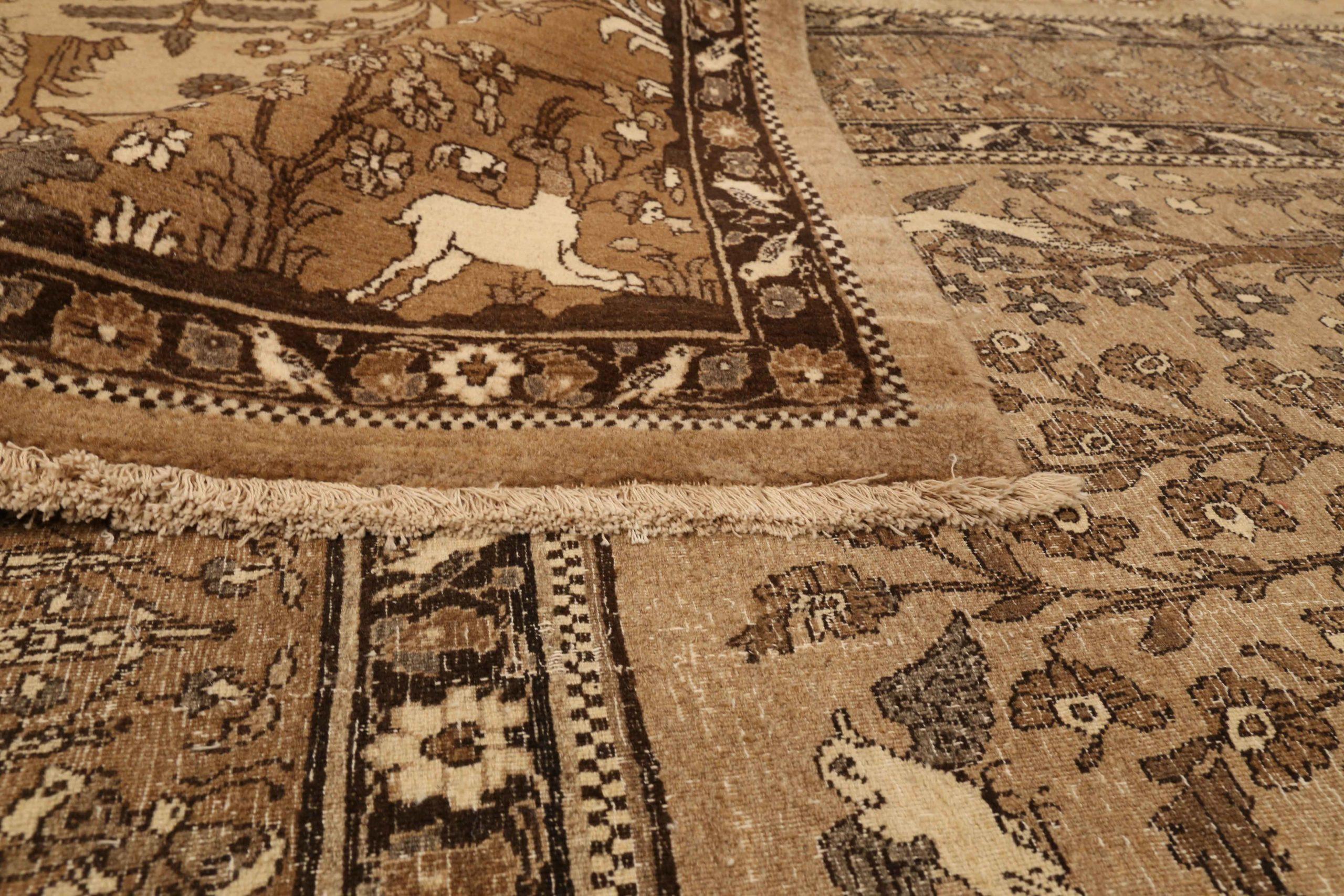 Persische Semnan Teppiche - Wolle Brown Elfenbein Taupe 71607 im Zustand „Hervorragend“ im Angebot in Dallas, TX