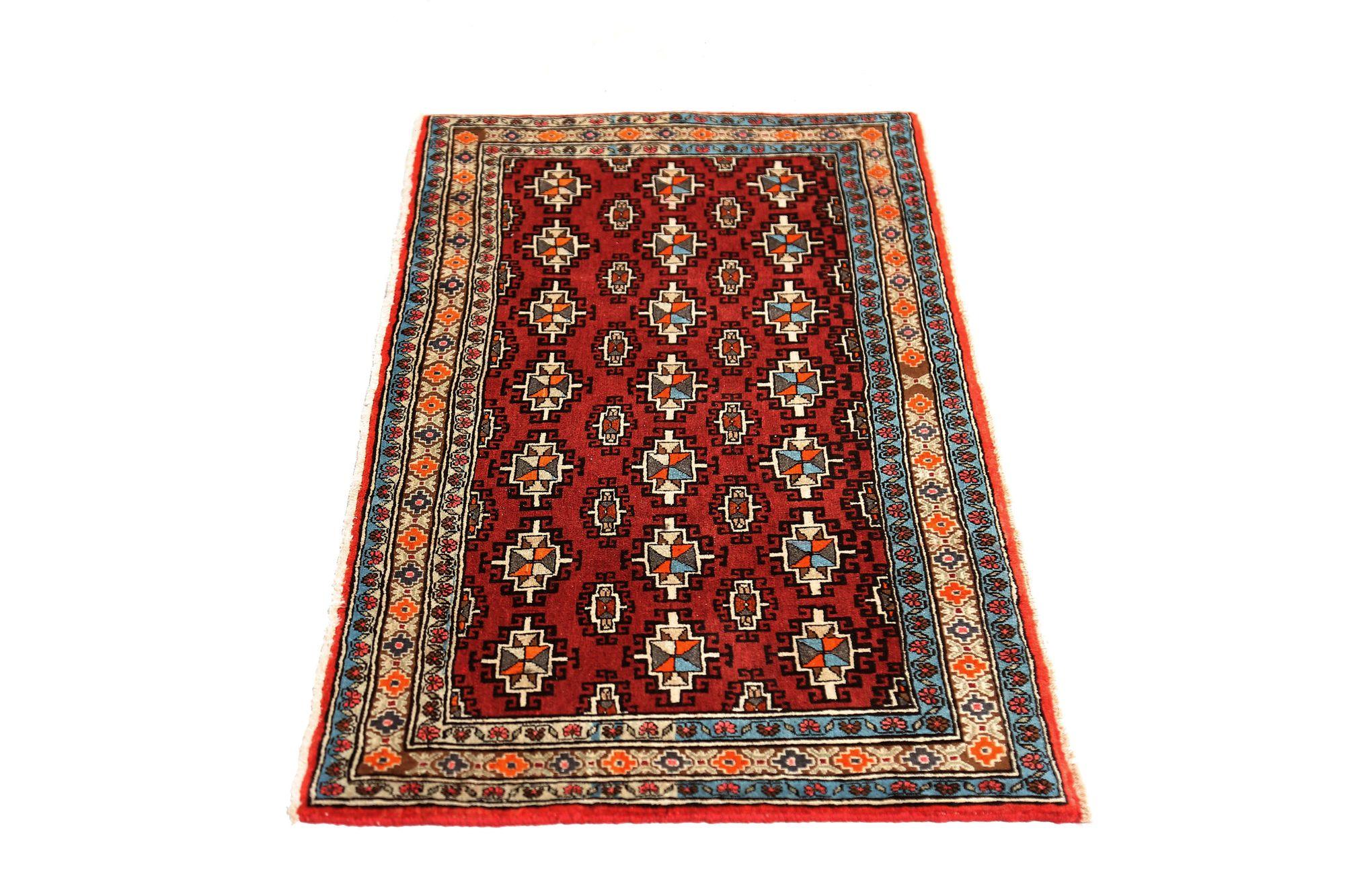 Persische Semnan-Teppiche aus Wolle – orange-rotes Design – 97052 (Irakisch) im Angebot