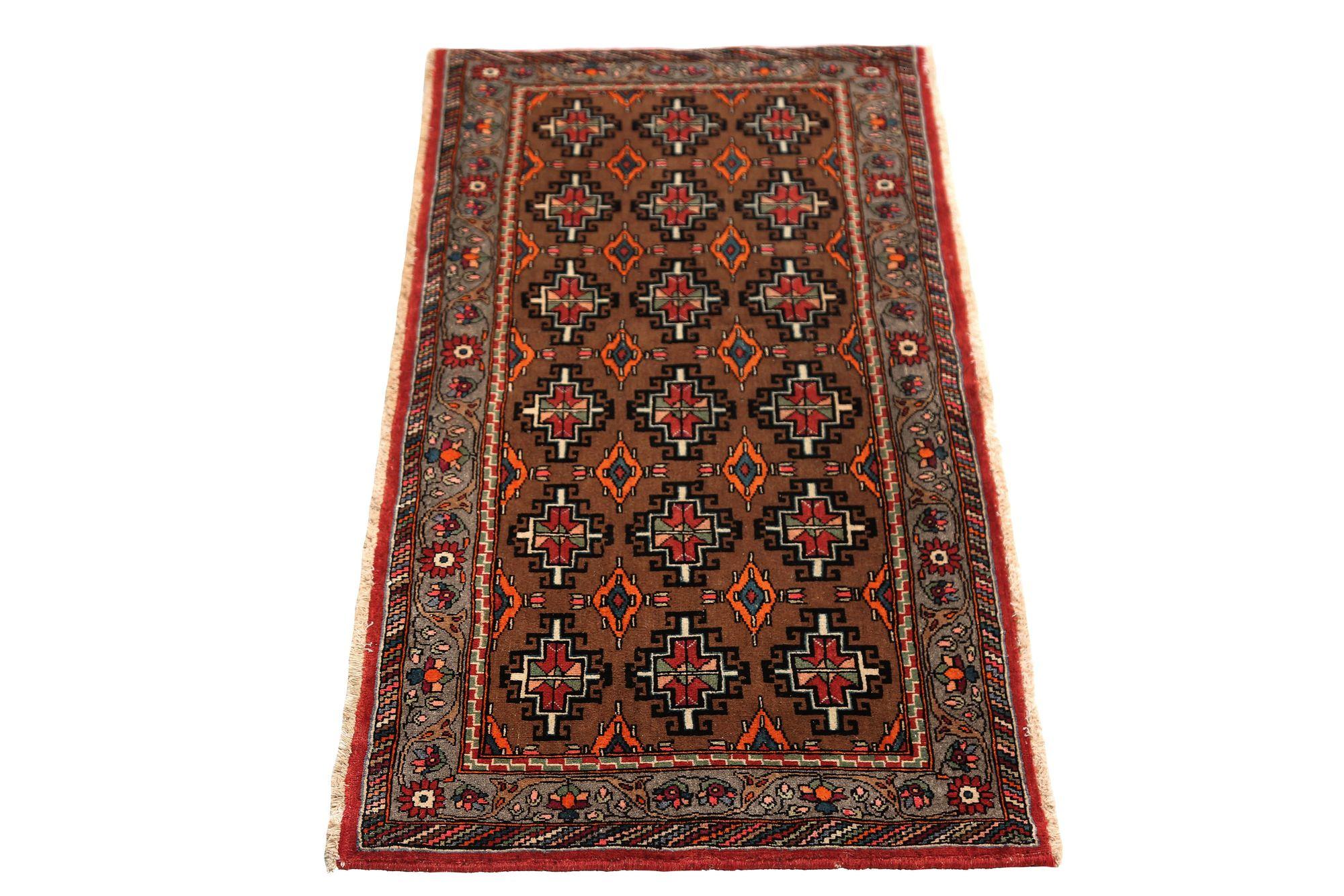 Persischer Semnan Läufer Teppich - Wolle Brown Design - 96948 (Irakisch) im Angebot