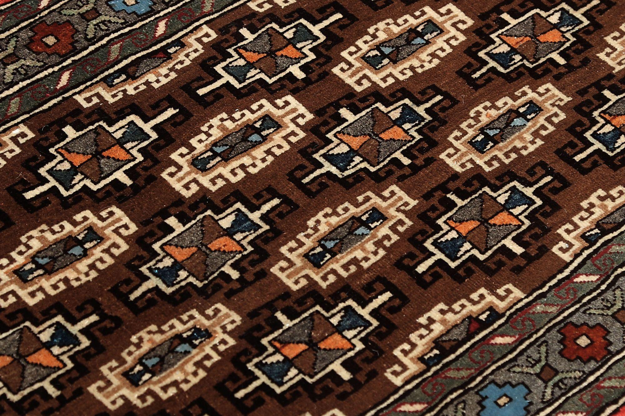 Persischer Semnan Läufer Teppich - Wolle Braun Elfenbein Design - 97060 (Irakisch) im Angebot