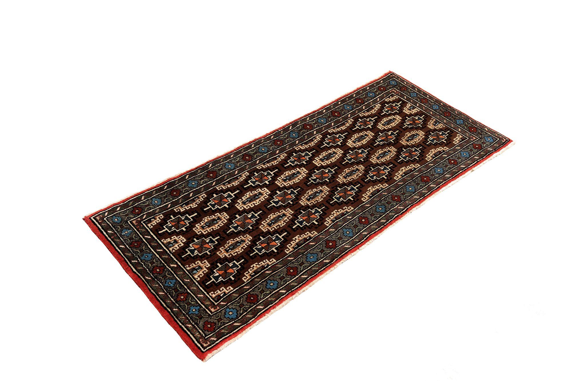 Persischer Semnan Läufer Teppich - Wolle Braun Elfenbein Design - 97060 im Zustand „Hervorragend“ im Angebot in Dallas, TX